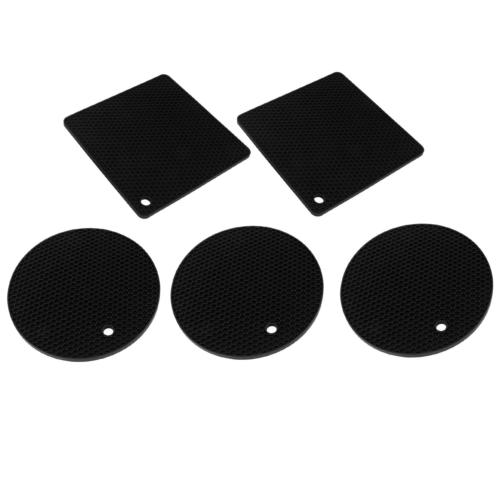 5Pcs Silicone Trivet Mat Square Round Honeycomb Hot Pad Non Slip Heat Resistant for Hot Plate Pans Kitchen Pots Black - Image 7