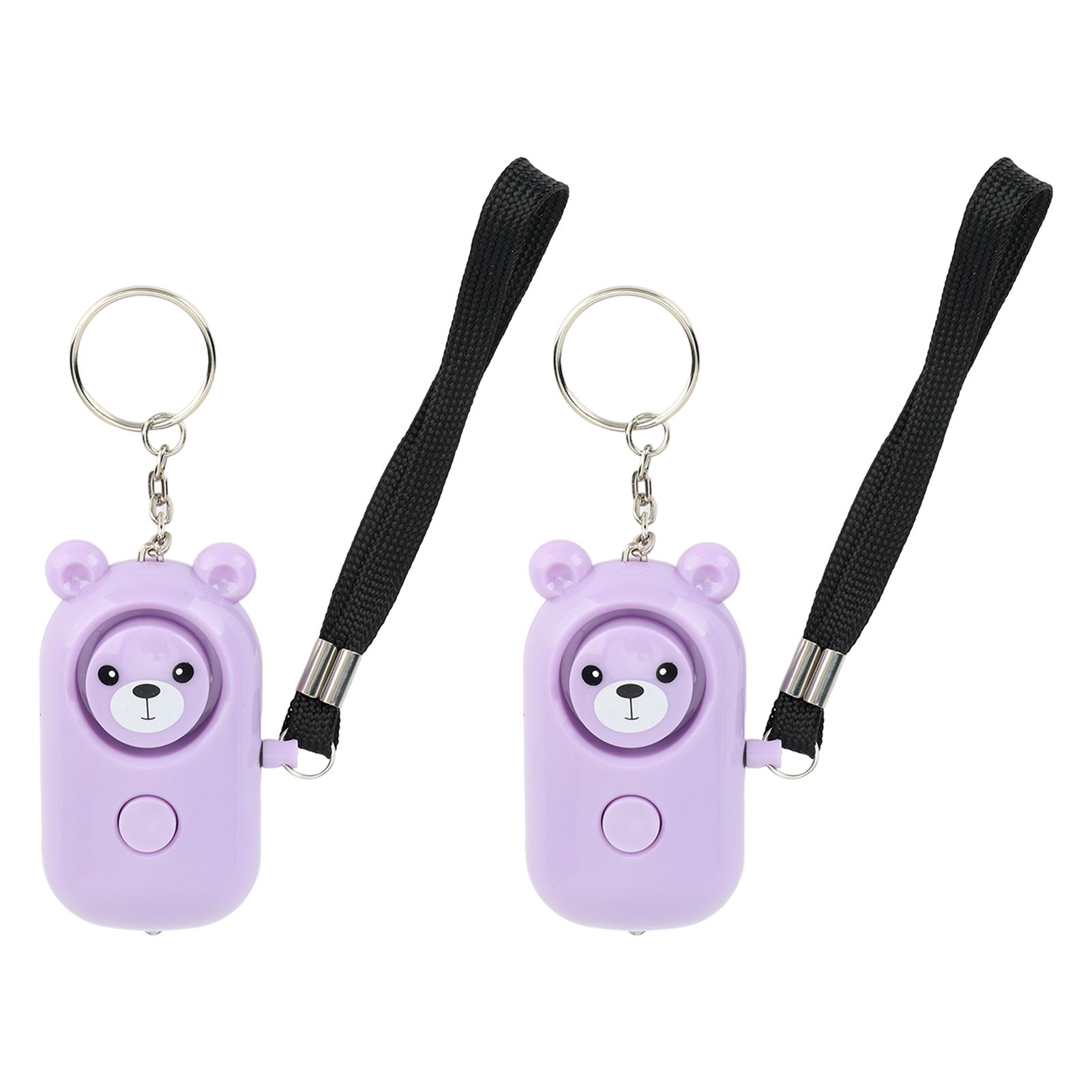 2PCS Safety Alarm Bear Style Emergency Alarms Keychain Protection Devices for Women Girls Kids Elderly Purple and Purple - Image 1