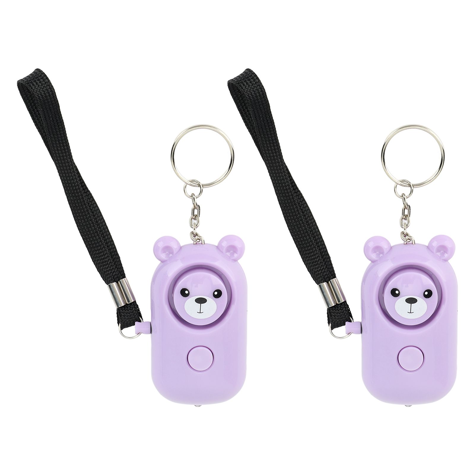 2PCS Safety Alarm Bear Style Emergency Alarms Keychain Protection Devices for Women Girls Kids Elderly Purple and Purple - Image 2
