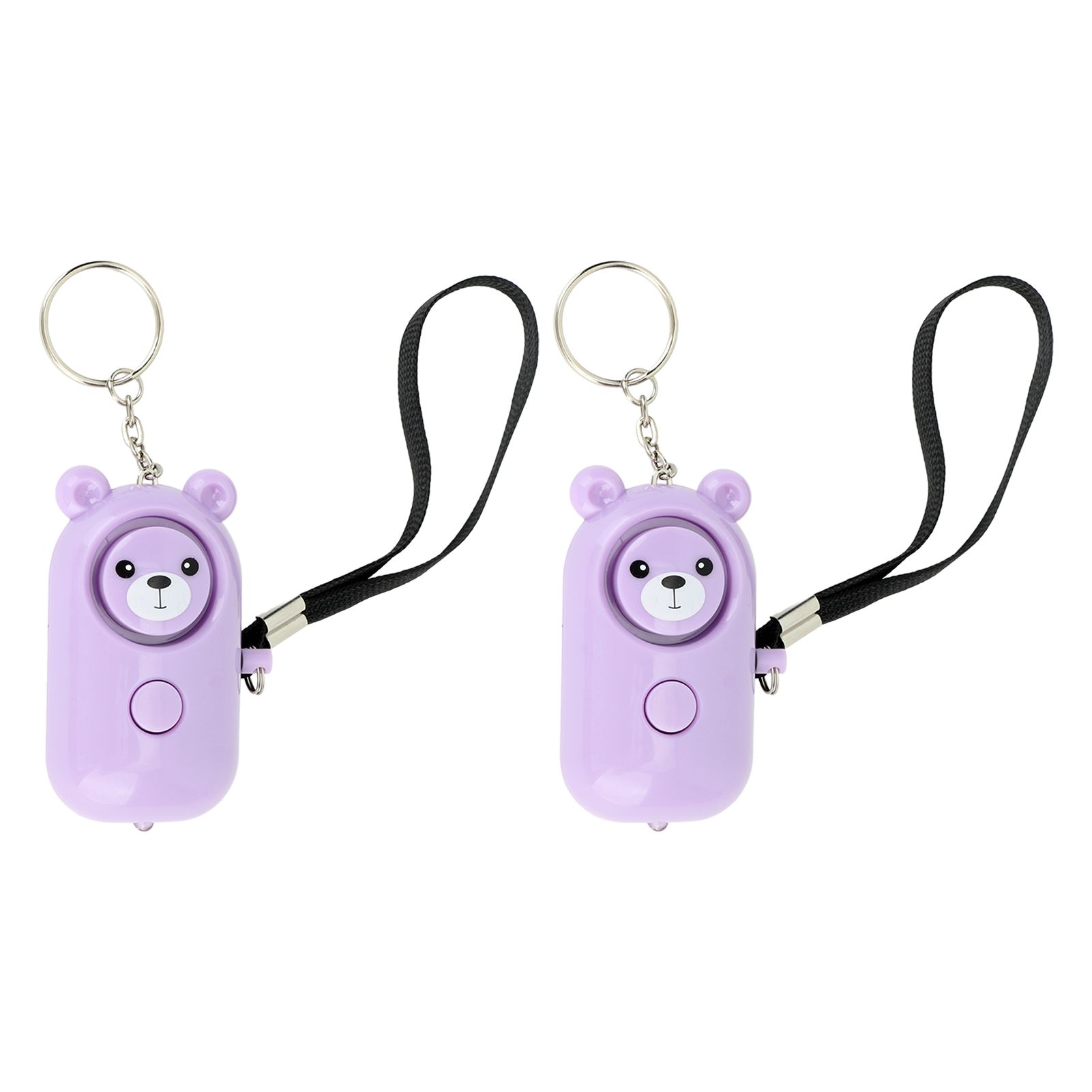 2PCS Safety Alarm Bear Style Emergency Alarms Keychain Protection Devices for Women Girls Kids Elderly Purple and Purple - Image 3