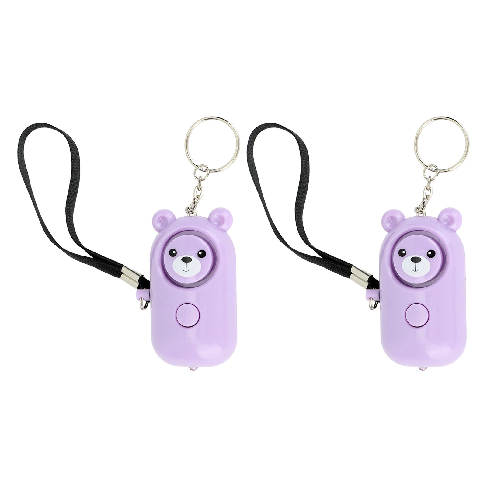 2PCS Safety Alarm Bear Style Emergency Alarms Keychain Protection Devices for Women Girls Kids Elderly Purple and Purple - Image 4