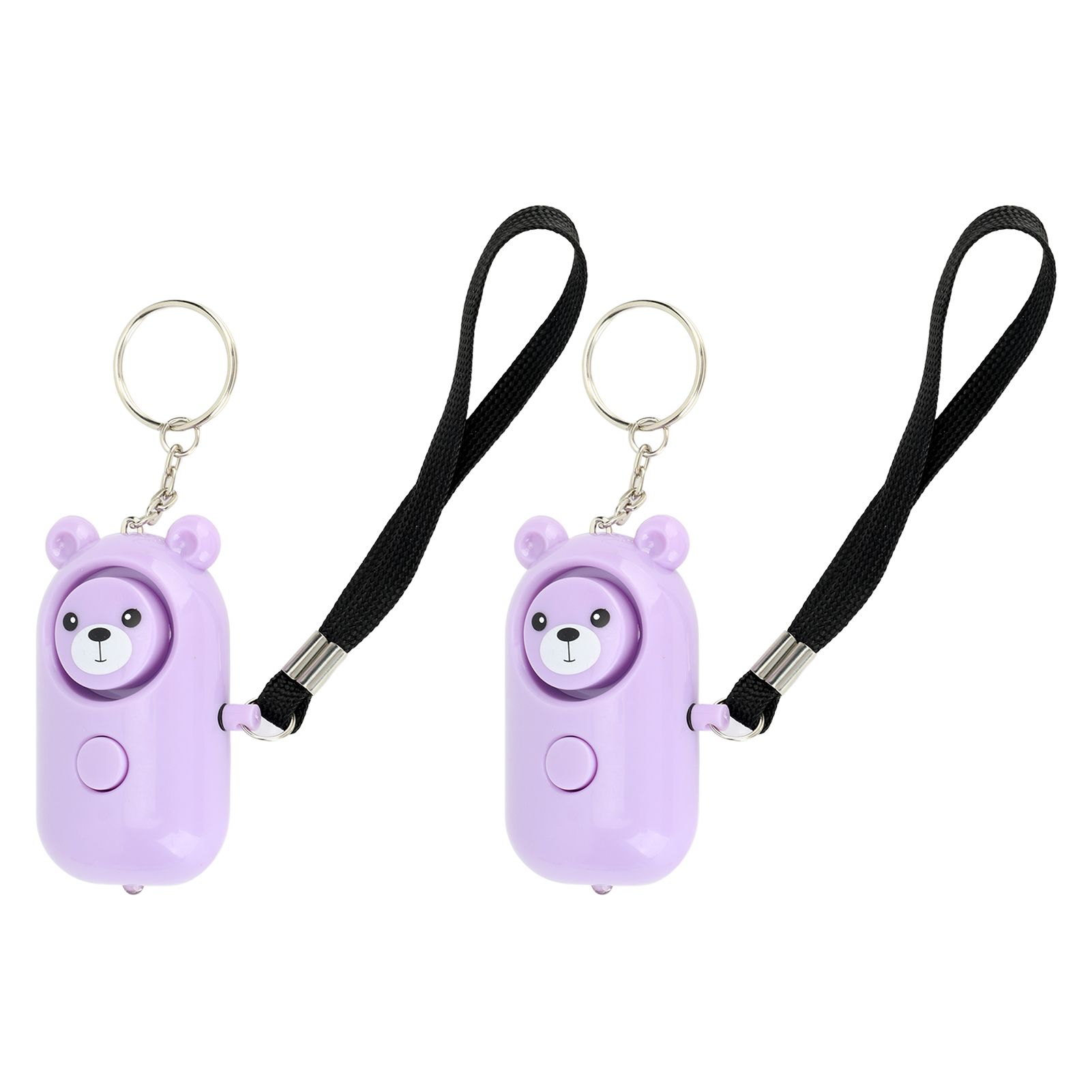 2PCS Safety Alarm Bear Style Emergency Alarms Keychain Protection Devices for Women Girls Kids Elderly Purple and Purple - Image 5