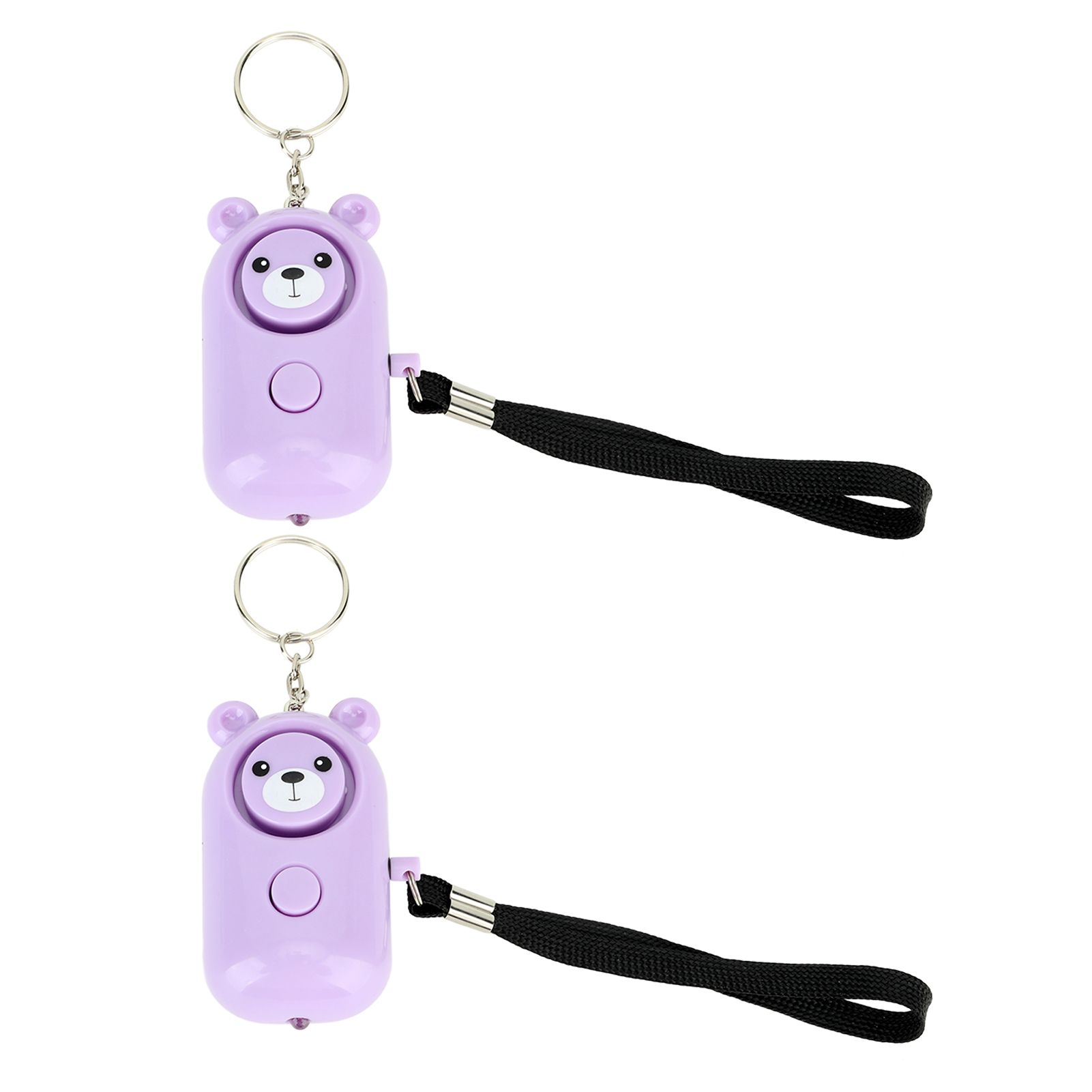 2PCS Safety Alarm Bear Style Emergency Alarms Keychain Protection Devices for Women Girls Kids Elderly Purple and Purple - Image 6