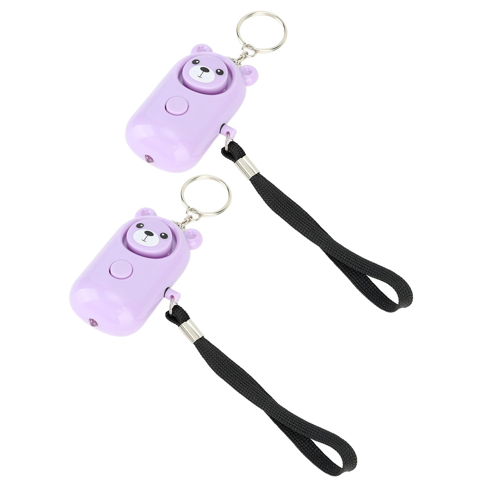 2PCS Safety Alarm Bear Style Emergency Alarms Keychain Protection Devices for Women Girls Kids Elderly Purple and Purple - Image 8