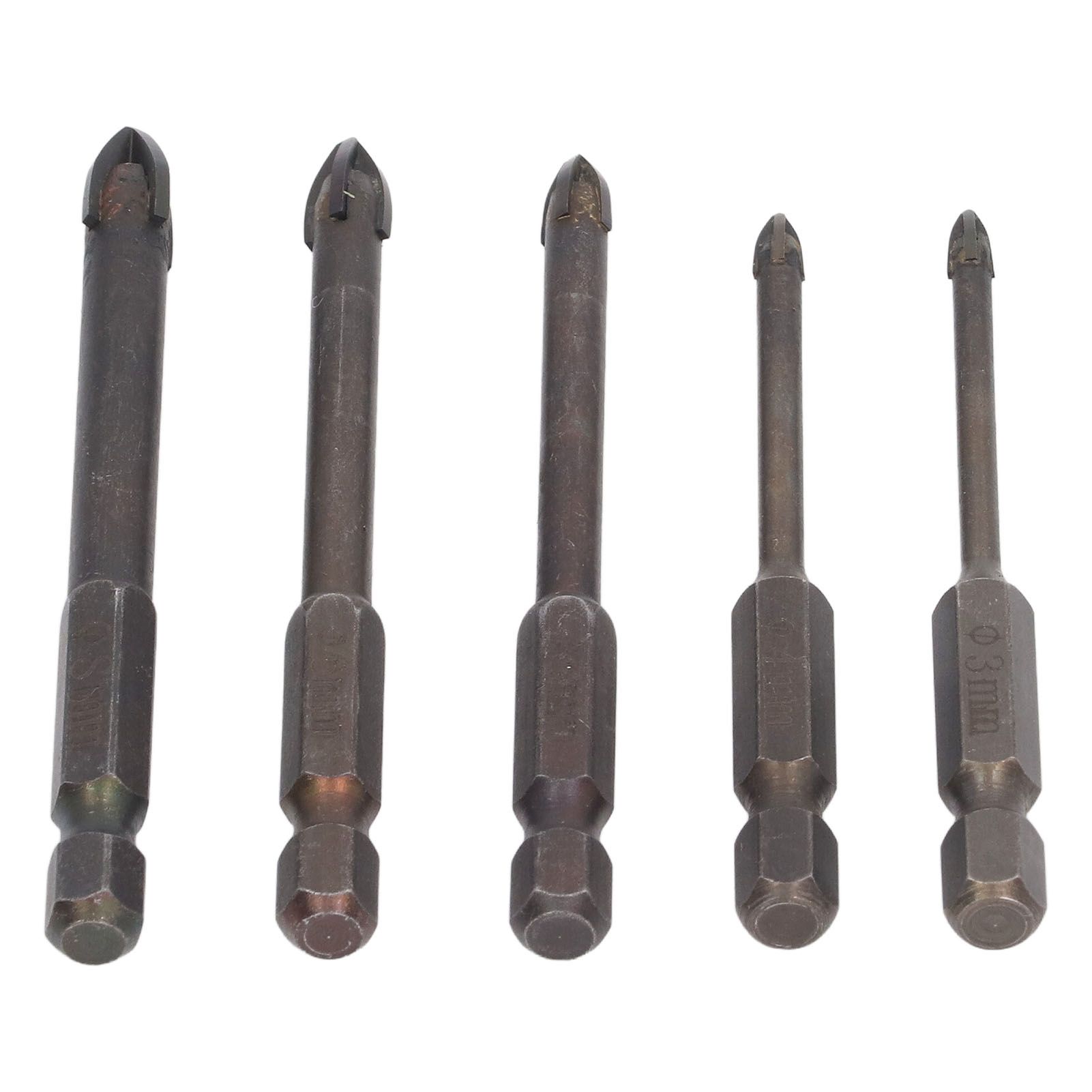 Drill Bit Set Unique Cross Design Cemented Carbide Hex Power Bits for Glass Ceramic Glass Tile Full Tile Brick Wall Wood 5 Piece Set - Image 4