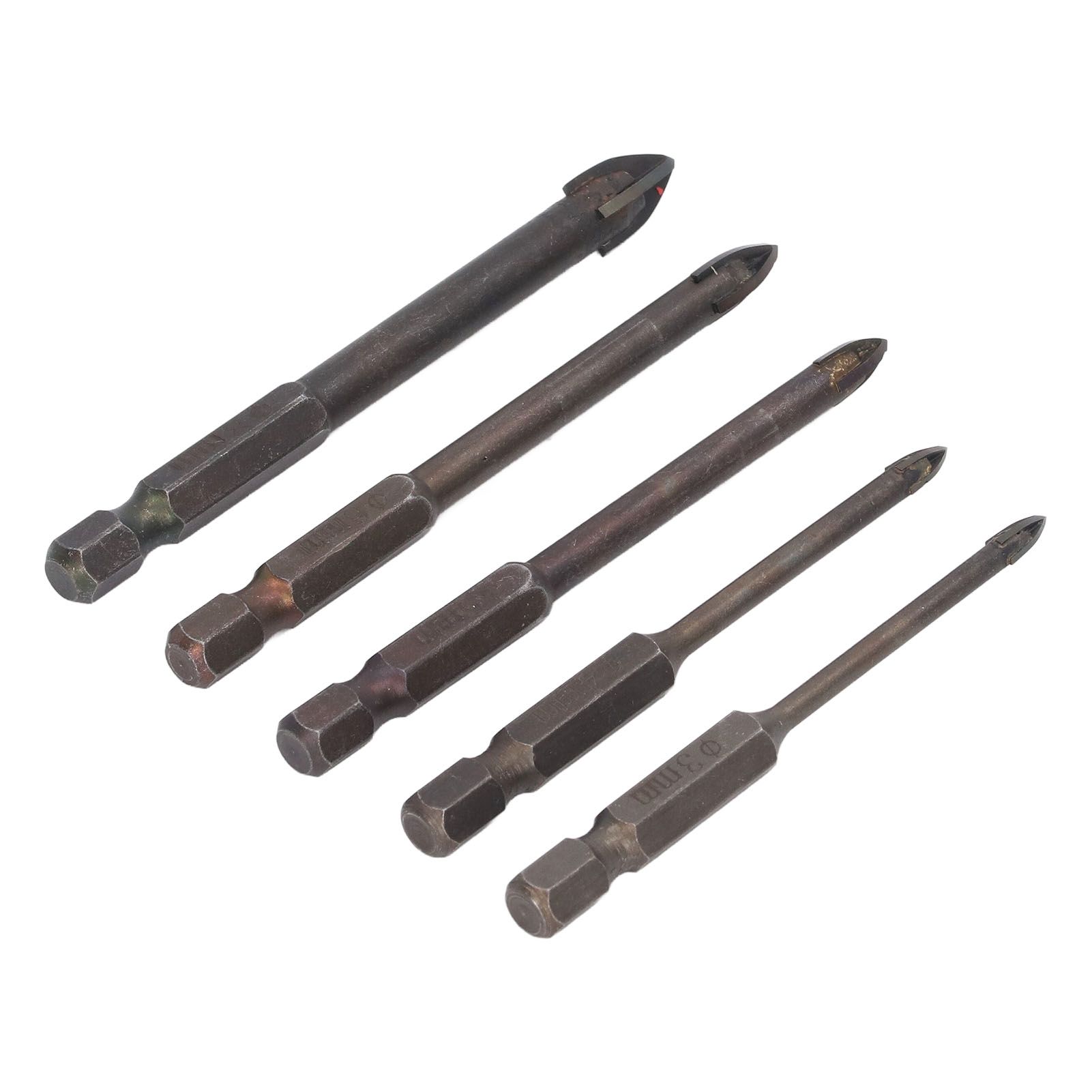 Drill Bit Set Unique Cross Design Cemented Carbide Hex Power Bits for Glass Ceramic Glass Tile Full Tile Brick Wall Wood 5 Piece Set - Image 5