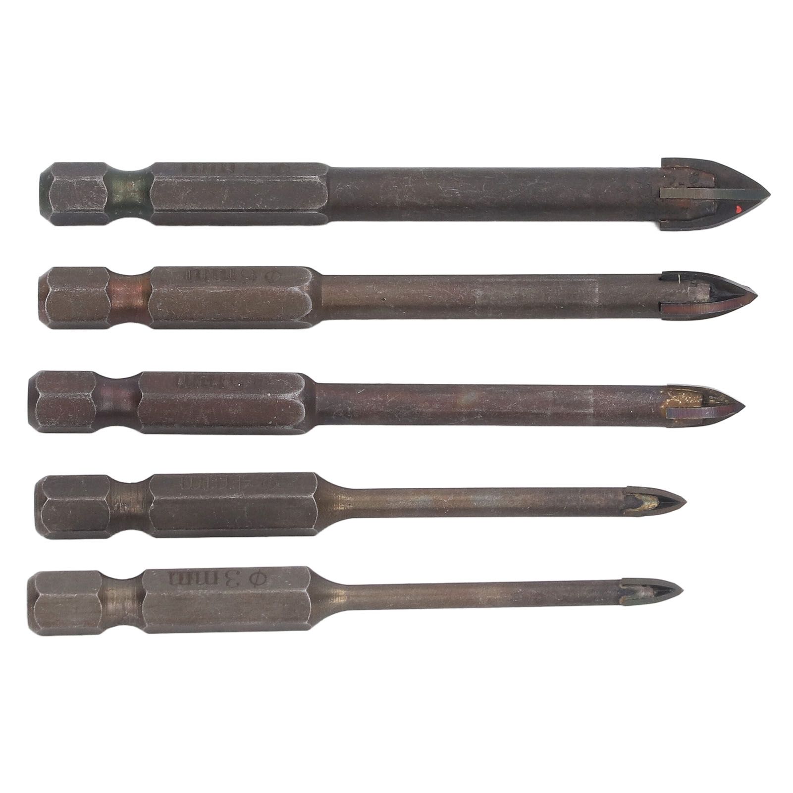 Drill Bit Set Unique Cross Design Cemented Carbide Hex Power Bits for Glass Ceramic Glass Tile Full Tile Brick Wall Wood 5 Piece Set - Image 6