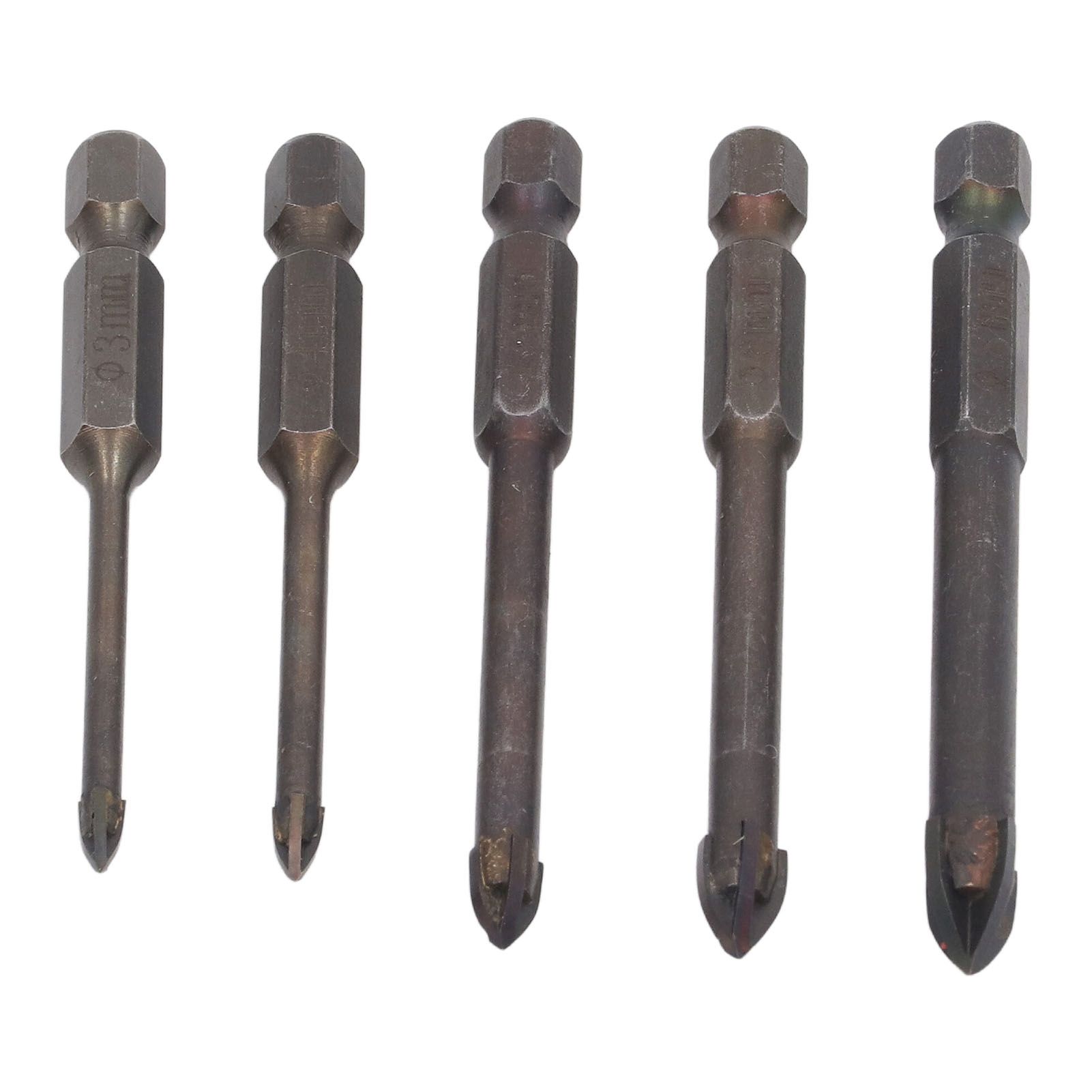 Drill Bit Set Unique Cross Design Cemented Carbide Hex Power Bits for Glass Ceramic Glass Tile Full Tile Brick Wall Wood 5 Piece Set - Image 8