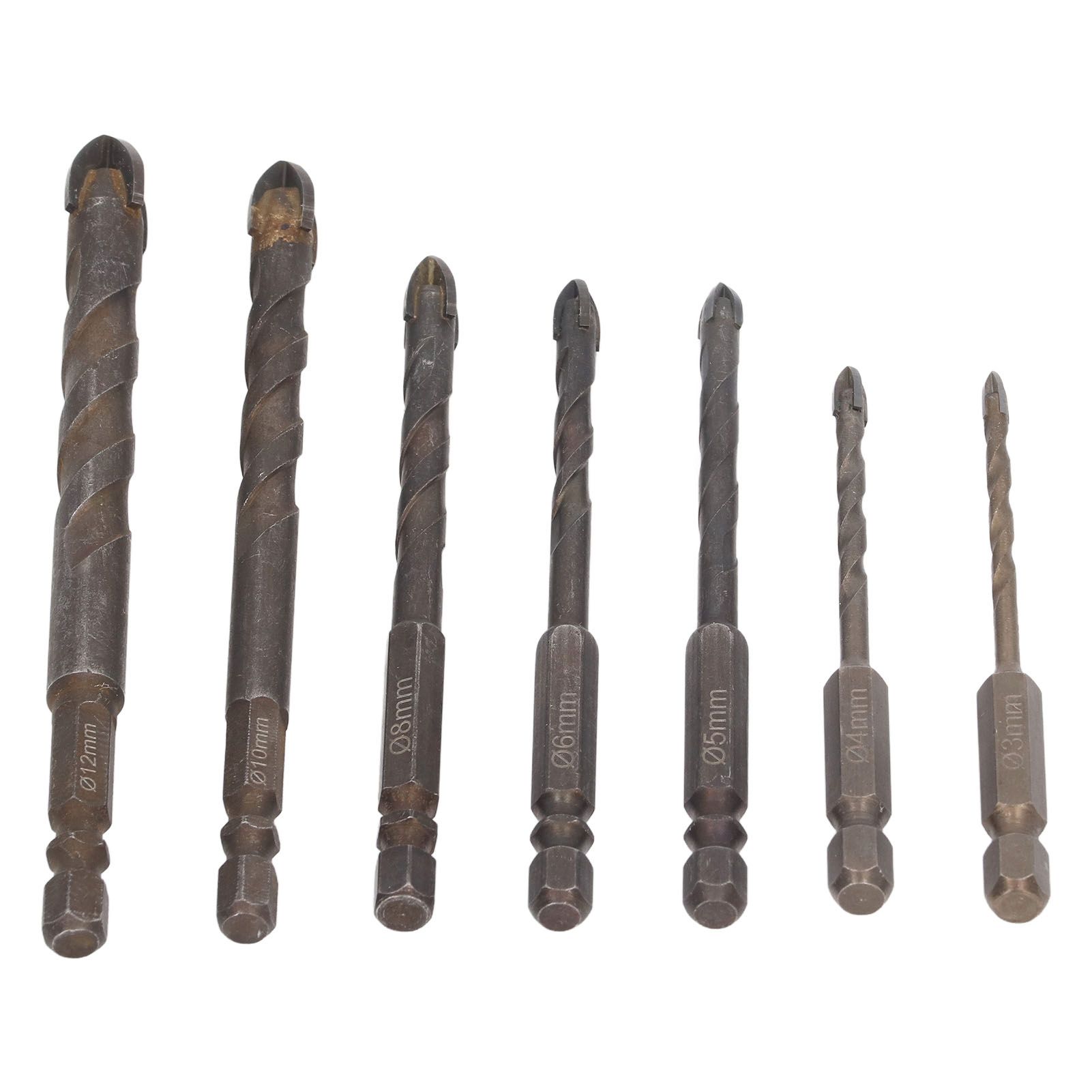 Drill Bit Set Unique Cross Design Cemented Carbide Hex Power Bits for Glass Ceramic Glass Tile Full Tile Brick Wall Wood 7 Piece Set - Image 4