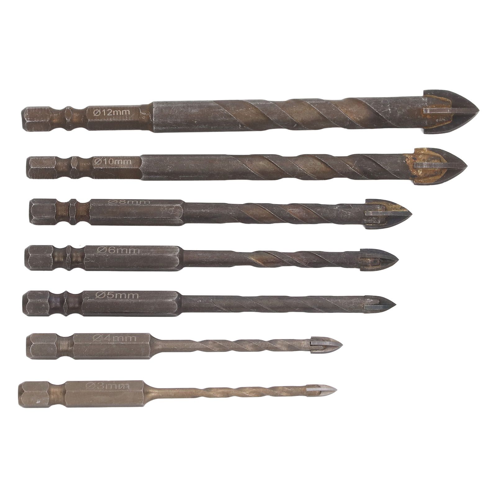 Drill Bit Set Unique Cross Design Cemented Carbide Hex Power Bits for Glass Ceramic Glass Tile Full Tile Brick Wall Wood 7 Piece Set - Image 6