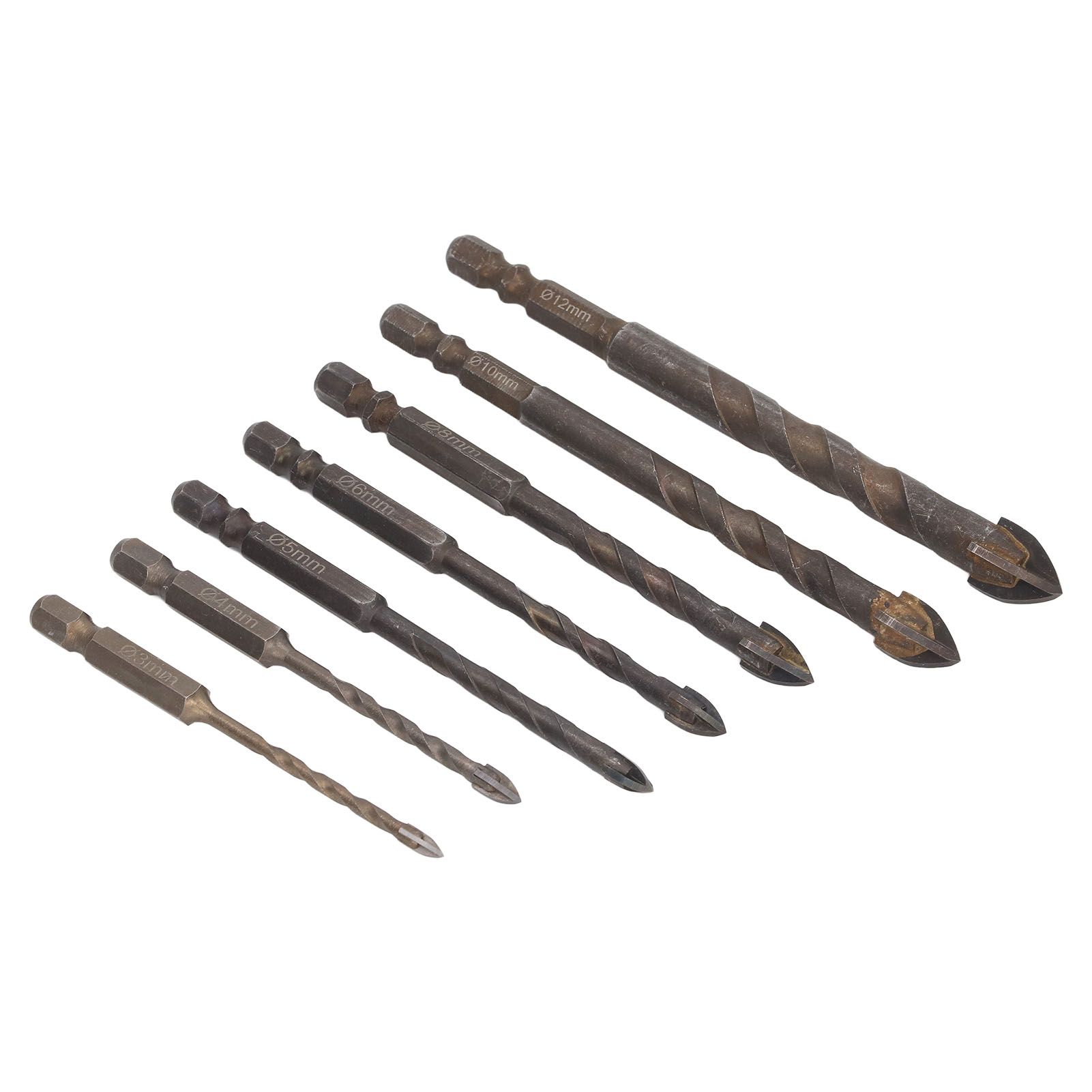 Drill Bit Set Unique Cross Design Cemented Carbide Hex Power Bits for Glass Ceramic Glass Tile Full Tile Brick Wall Wood 7 Piece Set - Image 7
