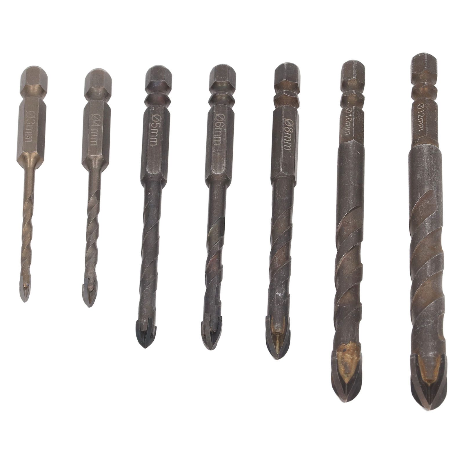 Drill Bit Set Unique Cross Design Cemented Carbide Hex Power Bits for Glass Ceramic Glass Tile Full Tile Brick Wall Wood 7 Piece Set - Image 8