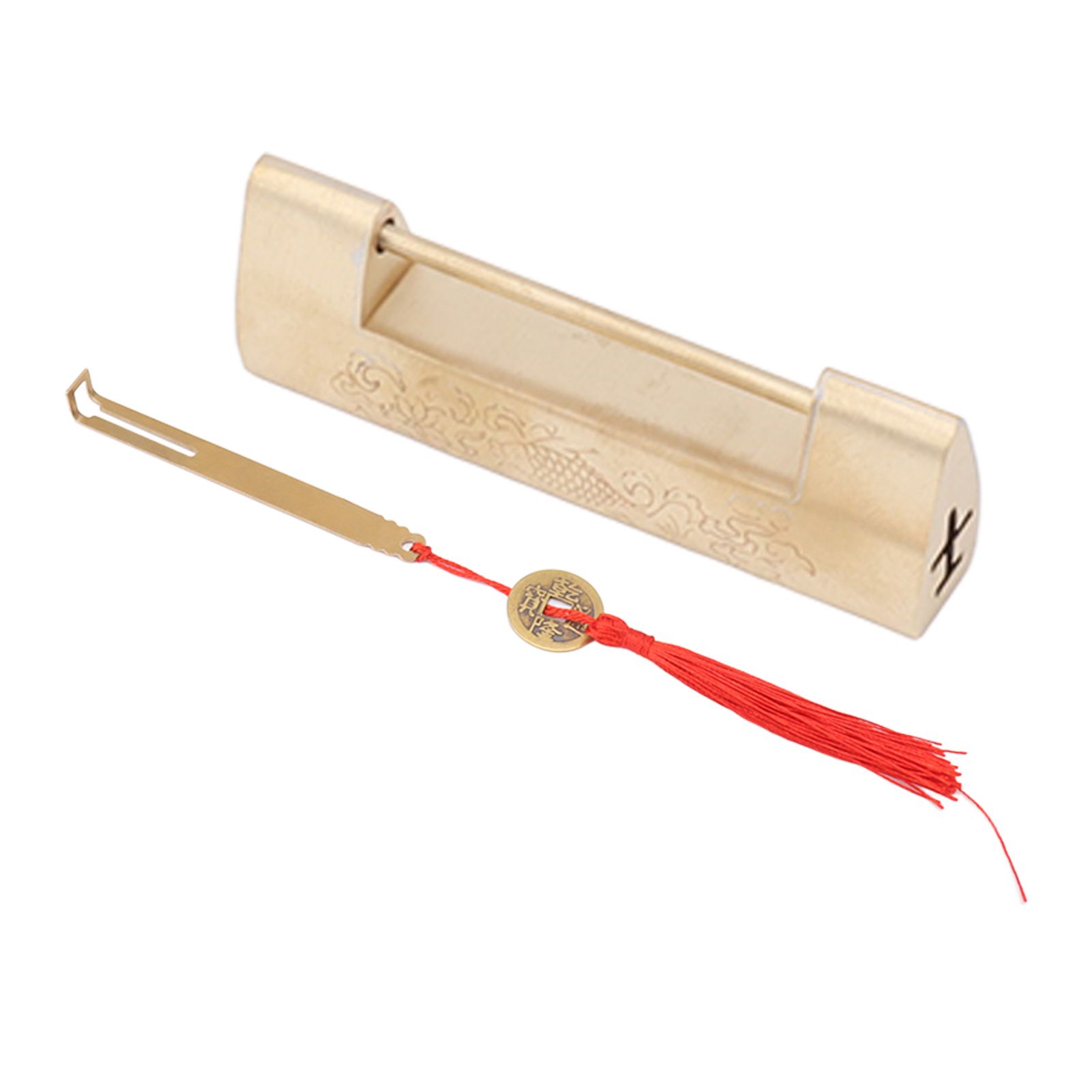 Antique Style Lock Spacing 5.9cm Auspicious Fish Lock Chinese Locks Small Brass Locks Antique Padlock Brass Color - Image 1