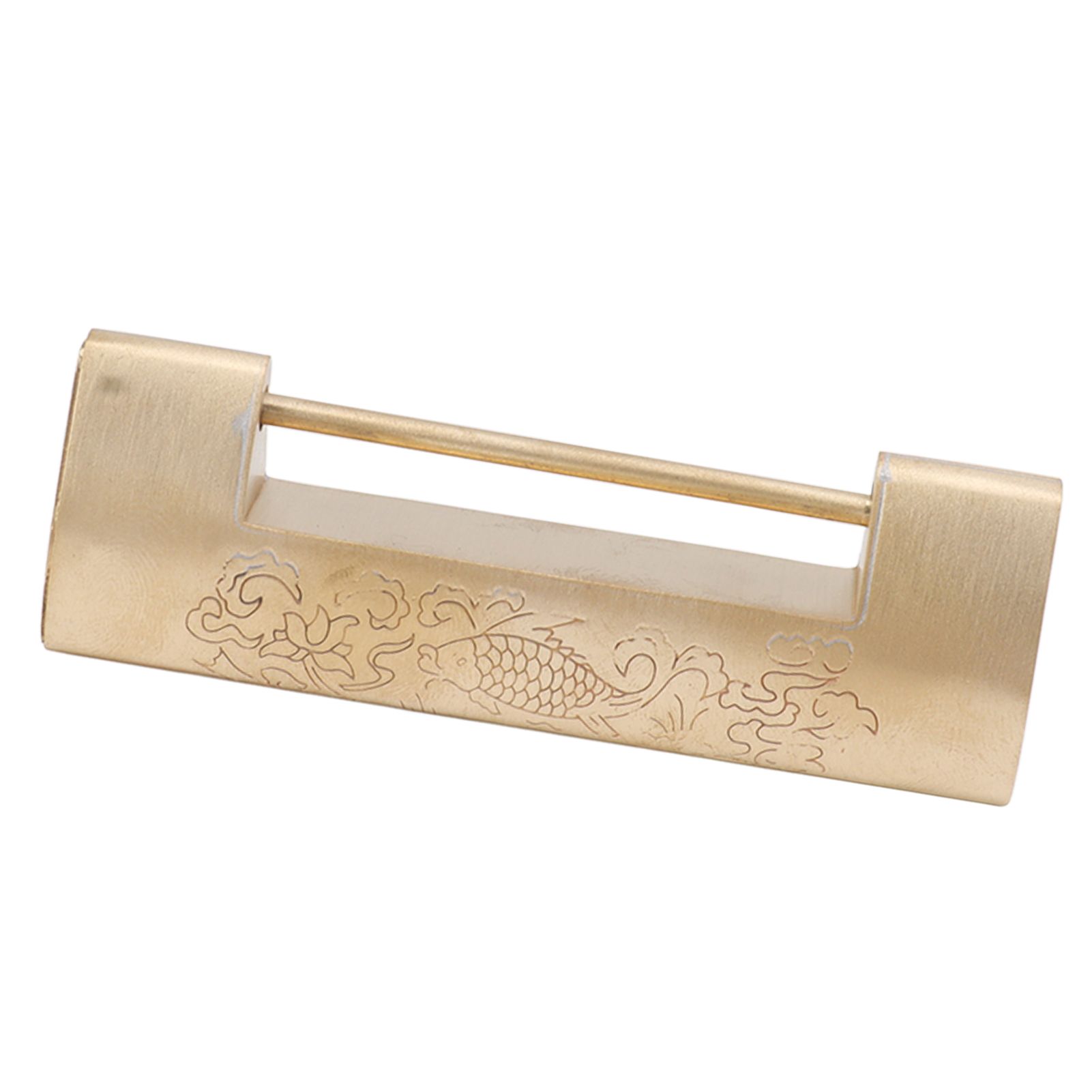 Antique Style Lock Spacing 5.9cm Auspicious Fish Lock Chinese Locks Small Brass Locks Antique Padlock Brass Color - Image 4