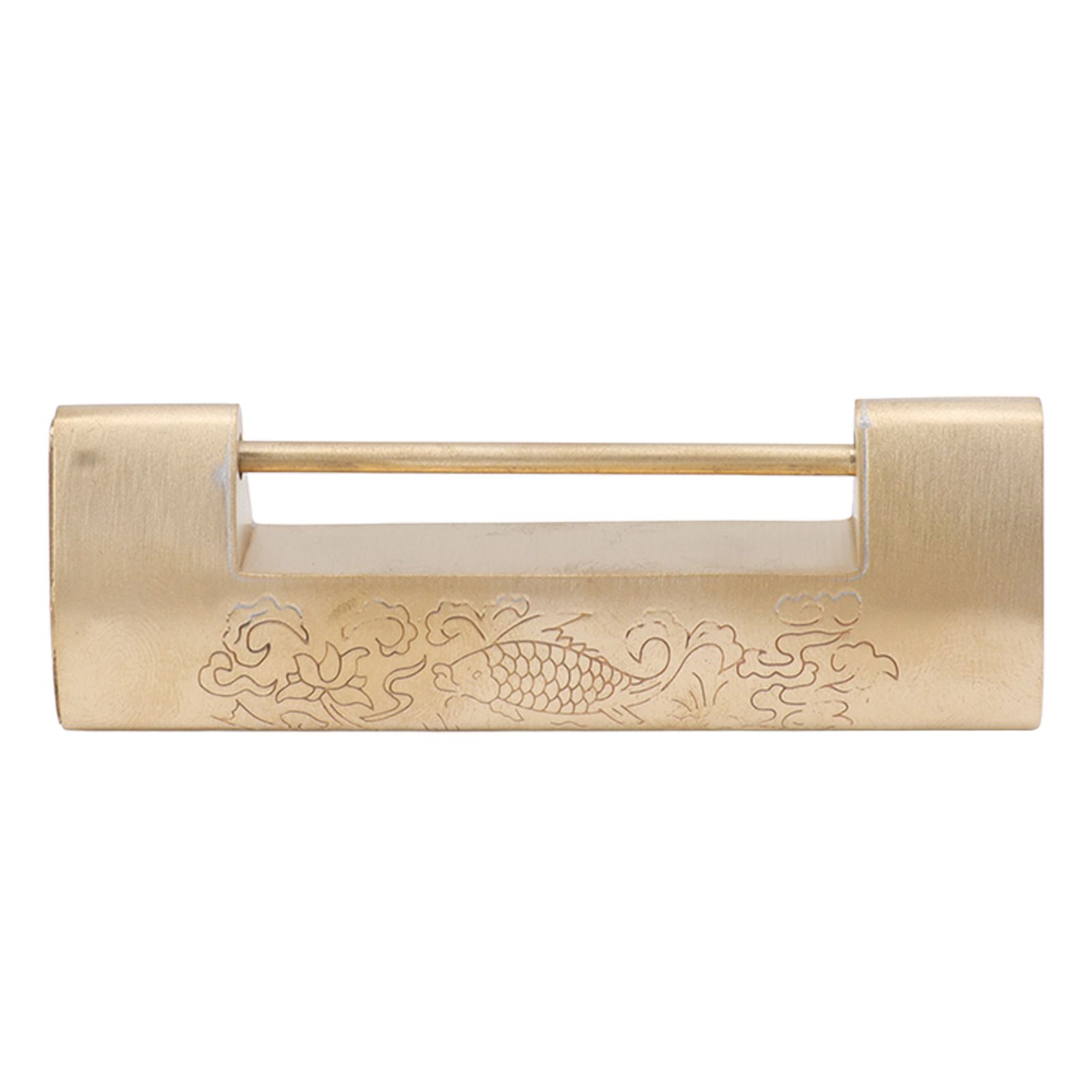 Antique Style Lock Spacing 5.9cm Auspicious Fish Lock Chinese Locks Small Brass Locks Antique Padlock Brass Color - Image 6