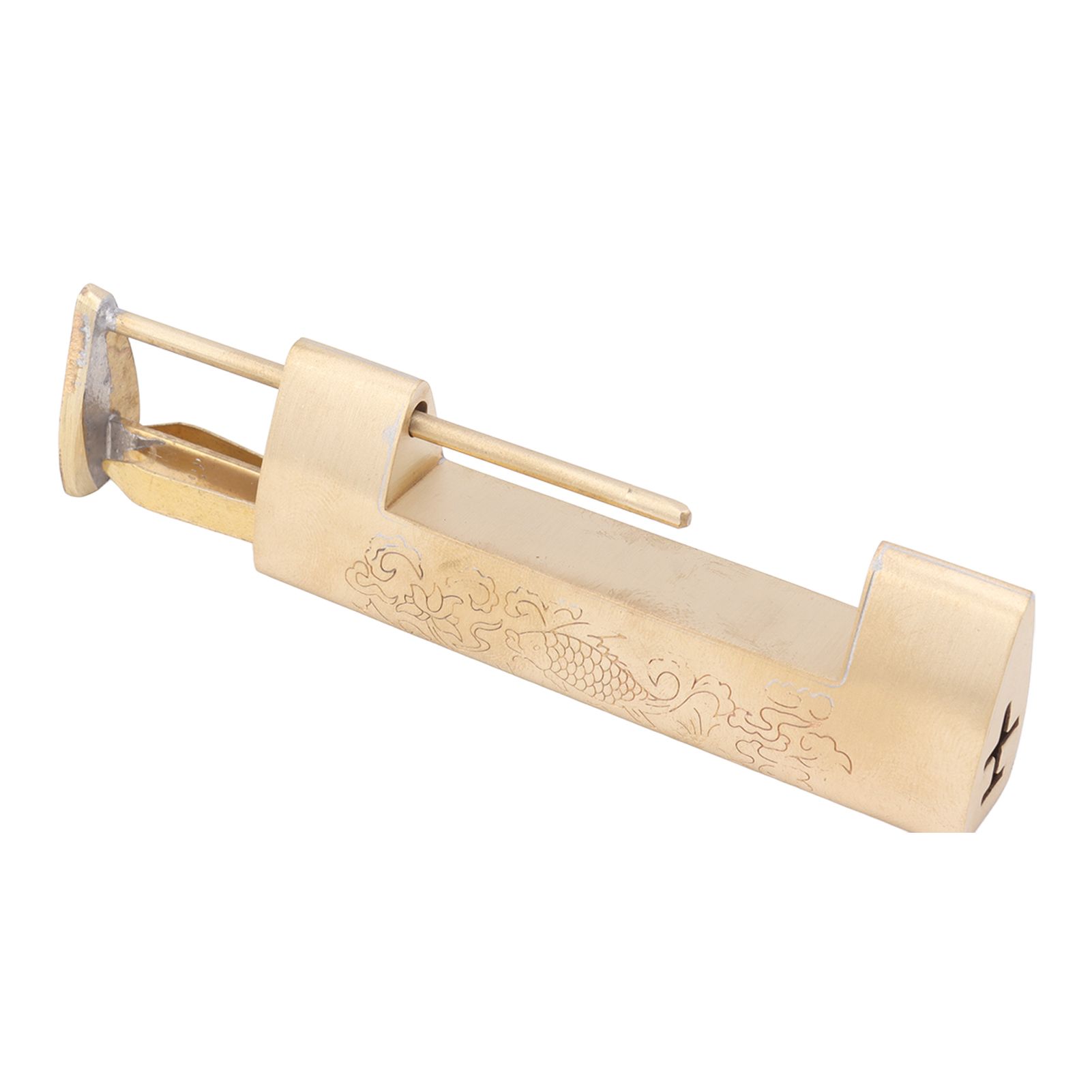 Antique Style Lock Spacing 5.9cm Auspicious Fish Lock Chinese Locks Small Brass Locks Antique Padlock Brass Color - Image 8