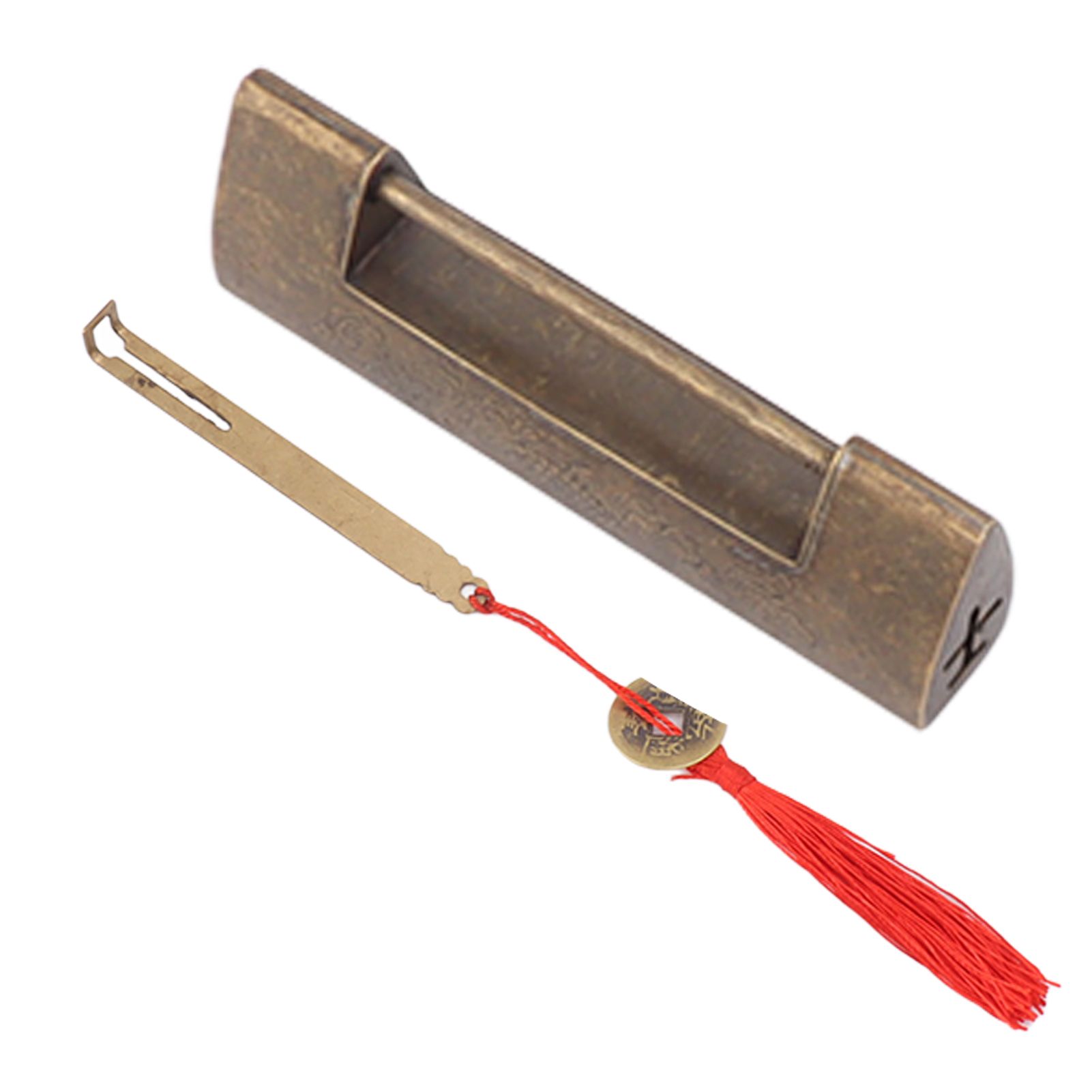 Antique Style Lock Spacing 5.9cm Auspicious Fish Lock Chinese Locks Small Brass Locks Antique Padlock Bronze Color - Image 1