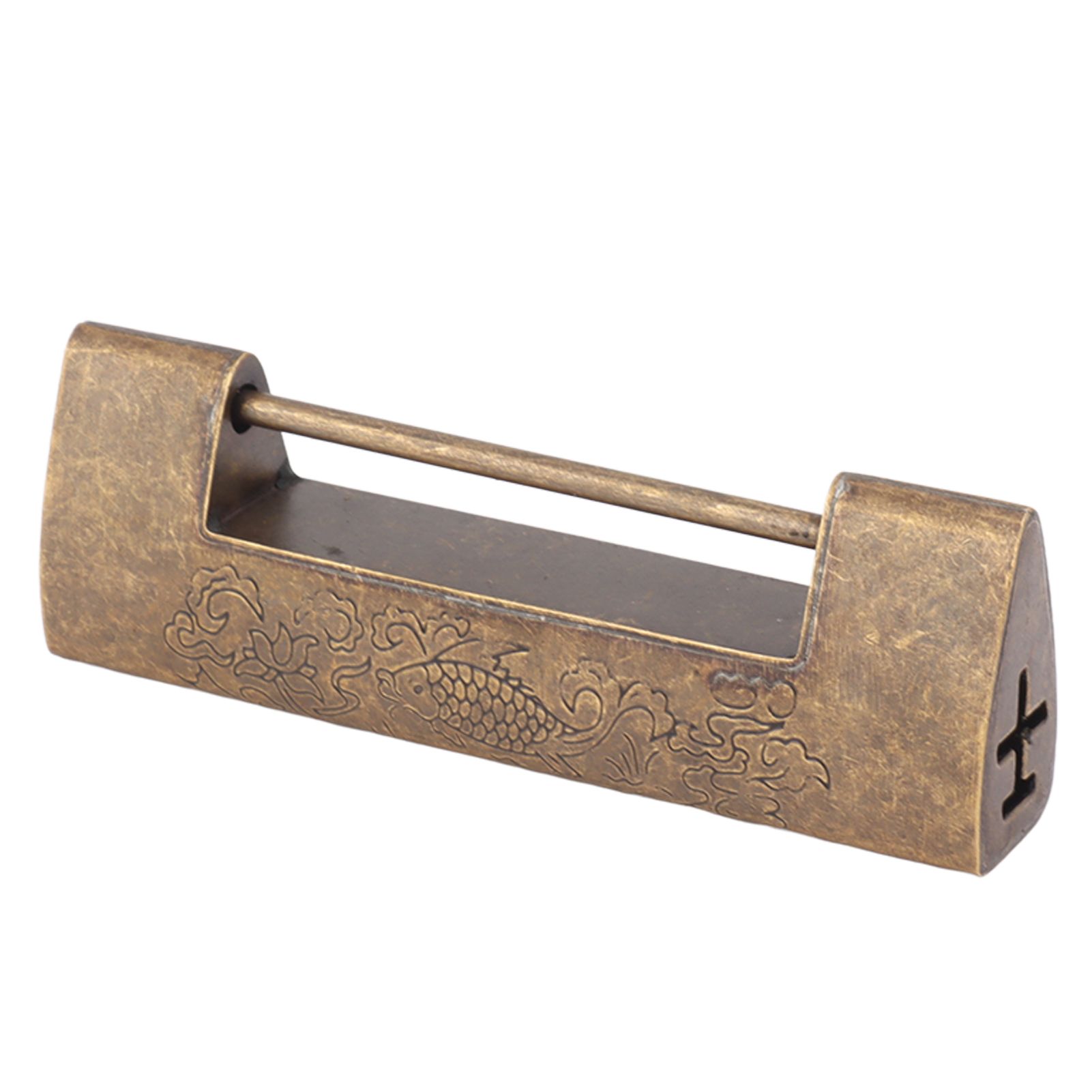 Antique Style Lock Spacing 5.9cm Auspicious Fish Lock Chinese Locks Small Brass Locks Antique Padlock Bronze Color - Image 2