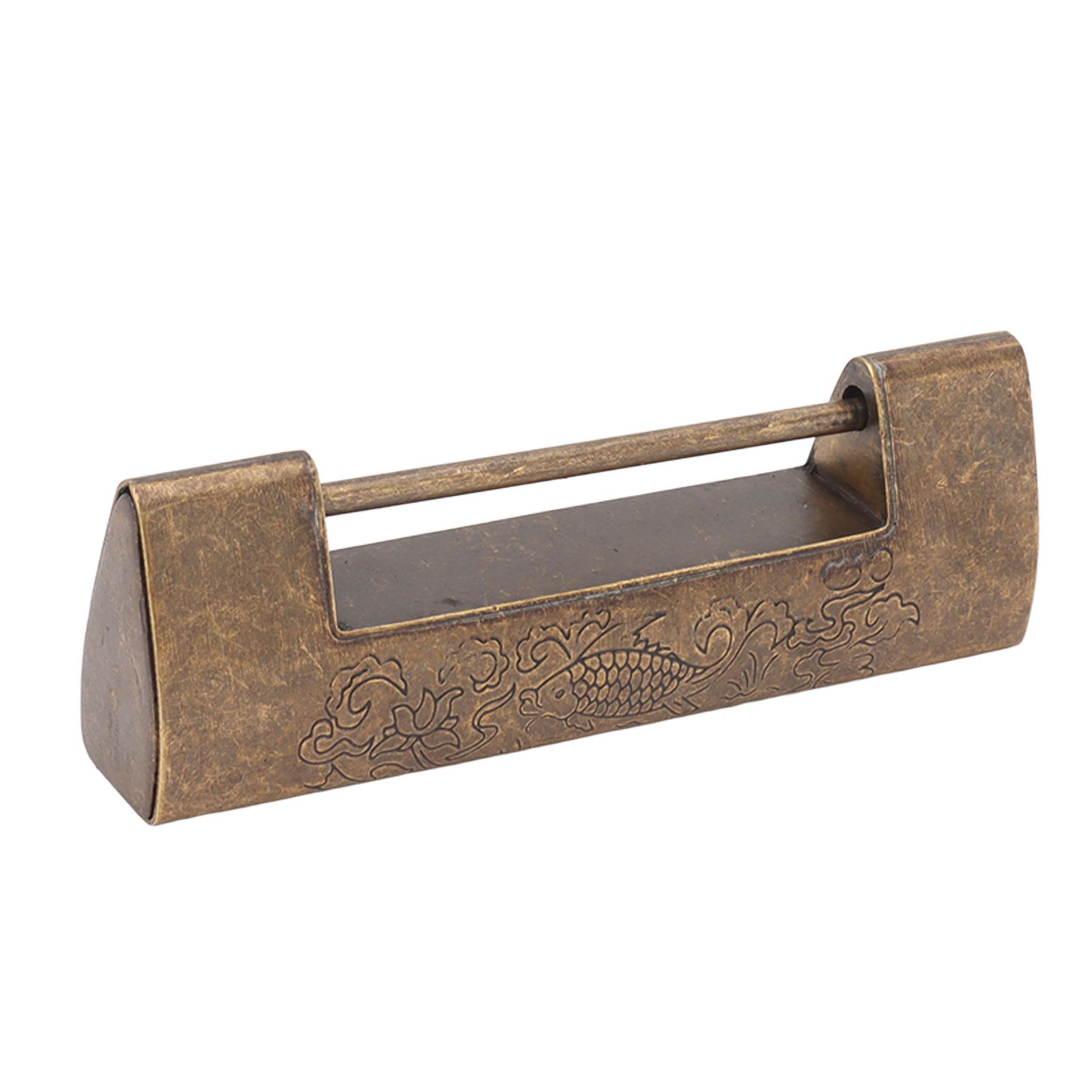Antique Style Lock Spacing 5.9cm Auspicious Fish Lock Chinese Locks Small Brass Locks Antique Padlock Bronze Color - Image 3