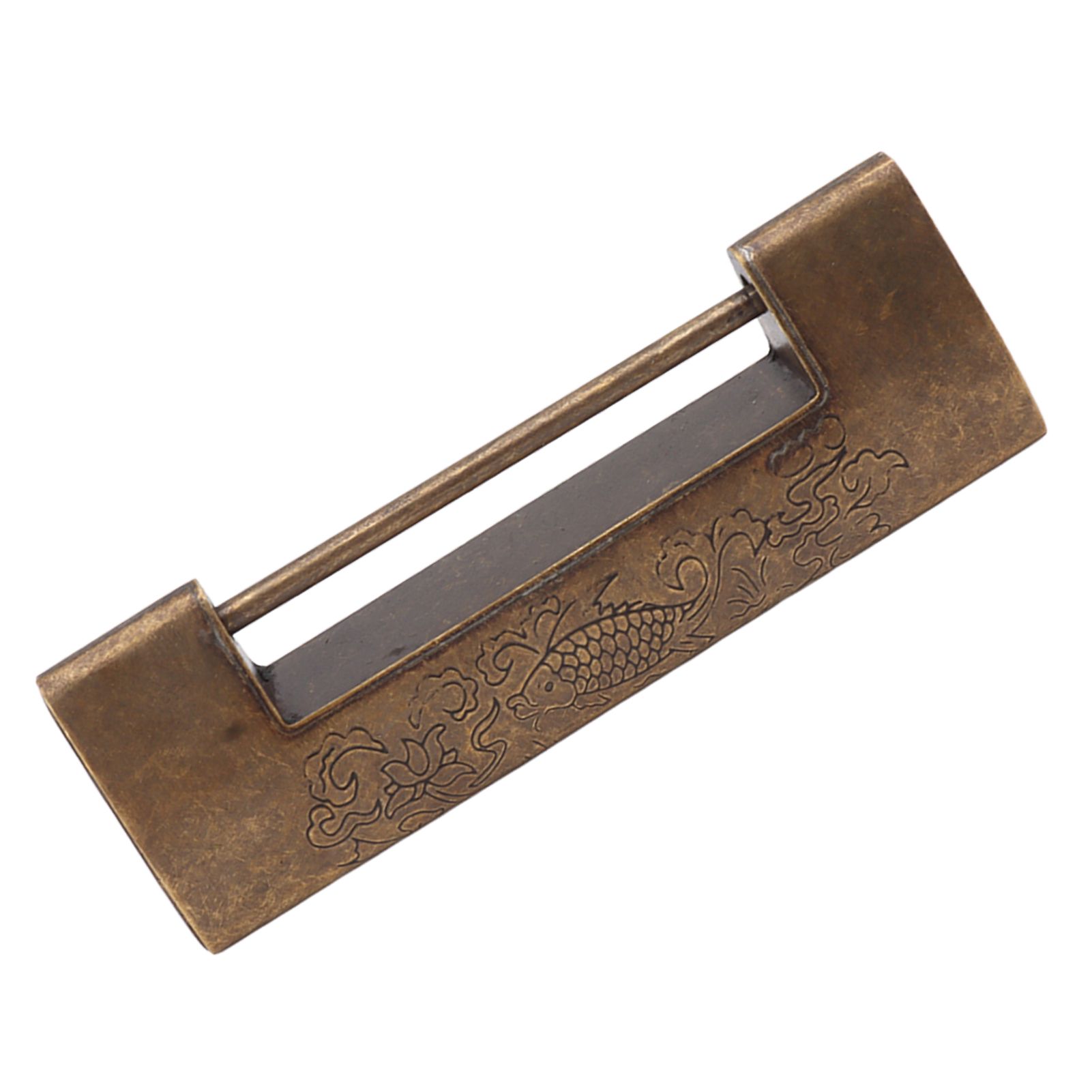 Antique Style Lock Spacing 5.9cm Auspicious Fish Lock Chinese Locks Small Brass Locks Antique Padlock Bronze Color - Image 4