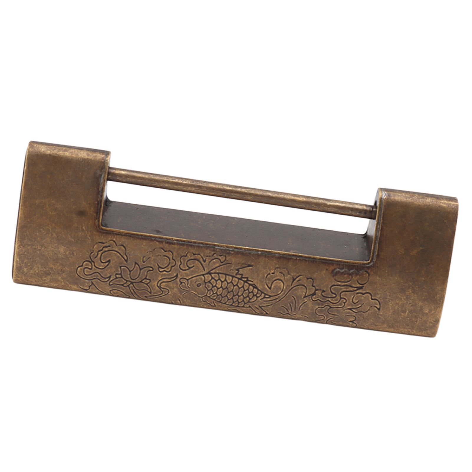 Antique Style Lock Spacing 5.9cm Auspicious Fish Lock Chinese Locks Small Brass Locks Antique Padlock Bronze Color - Image 6