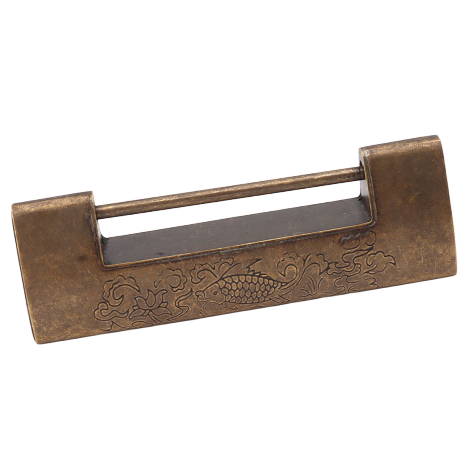 Antique Style Lock Spacing 5.9cm Auspicious Fish Lock Chinese Locks Small Brass Locks Antique Padlock Bronze Color - Image 7