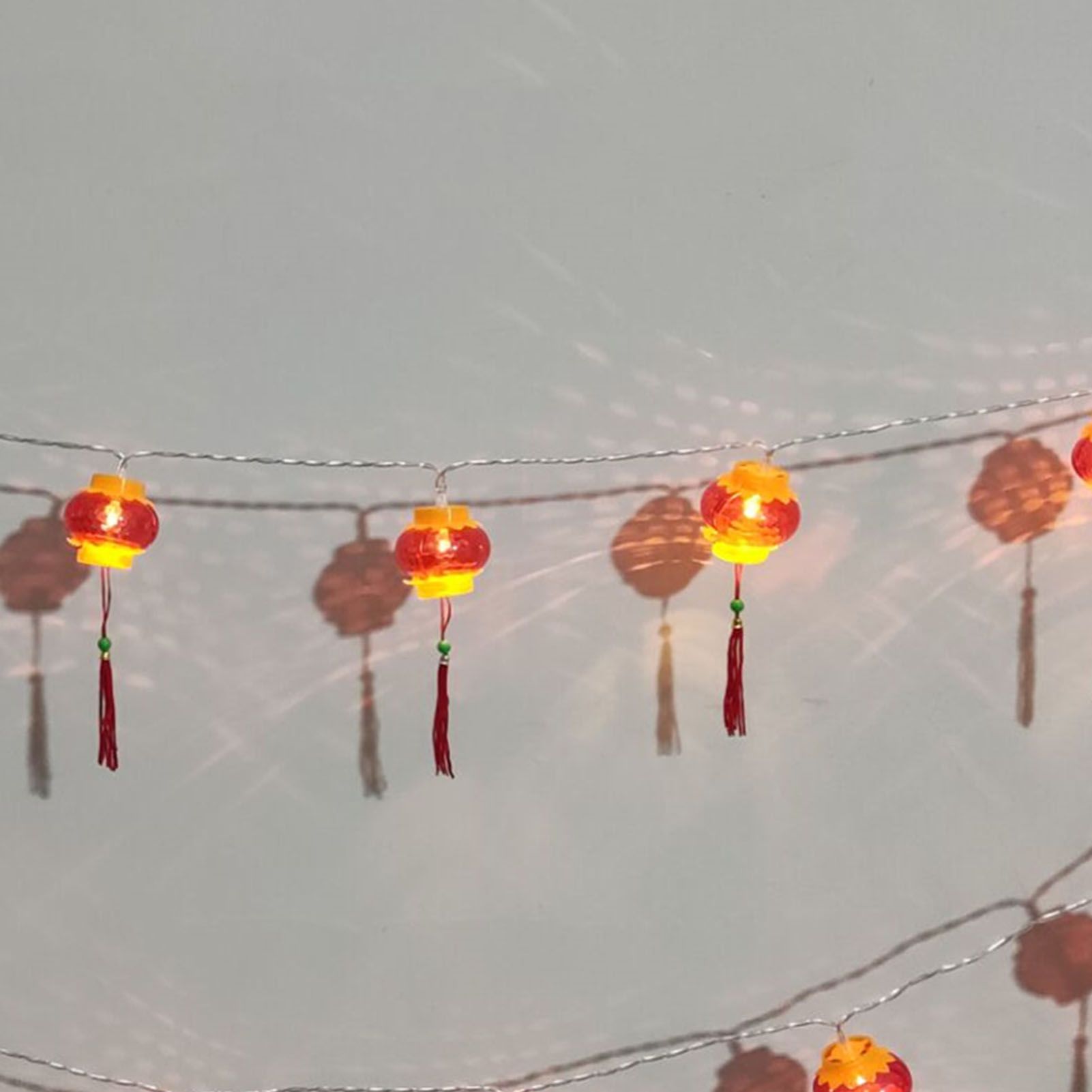 Red Chinese Lantern String Lights LED Light Beads Waterproof New Year Lantern with PVC Shell for Courtyards With Tassel 6meter/19.7ft 40 Light - Image 8