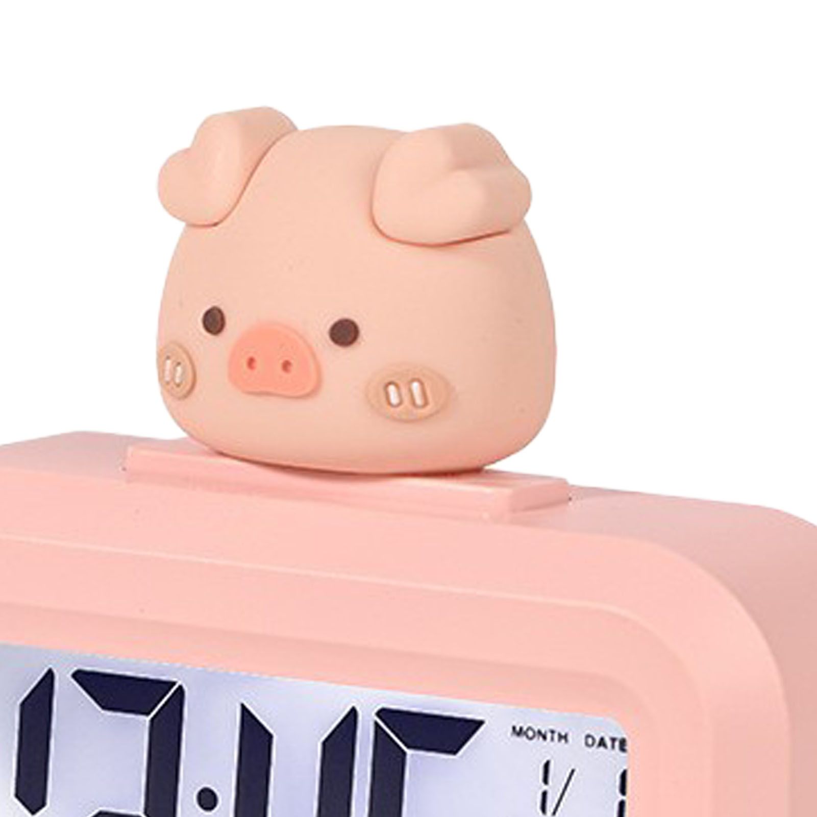 Electronic Clock Cute Cartoon LED Screen Desktop Electronic Alarm Data Time Calendar Temperature Clock Pink Piggy - Image 7