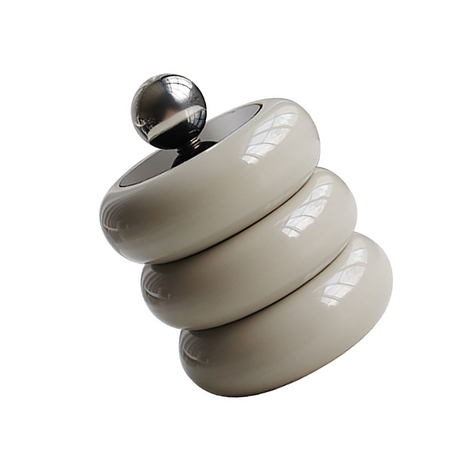 Nordic Style Qtip Holder Dispenser Desktop Dustproof Cotton Swab Storage Container Doughnut Shape Makeup Storage Box with Lid Khaki 3 Layers - Image 3