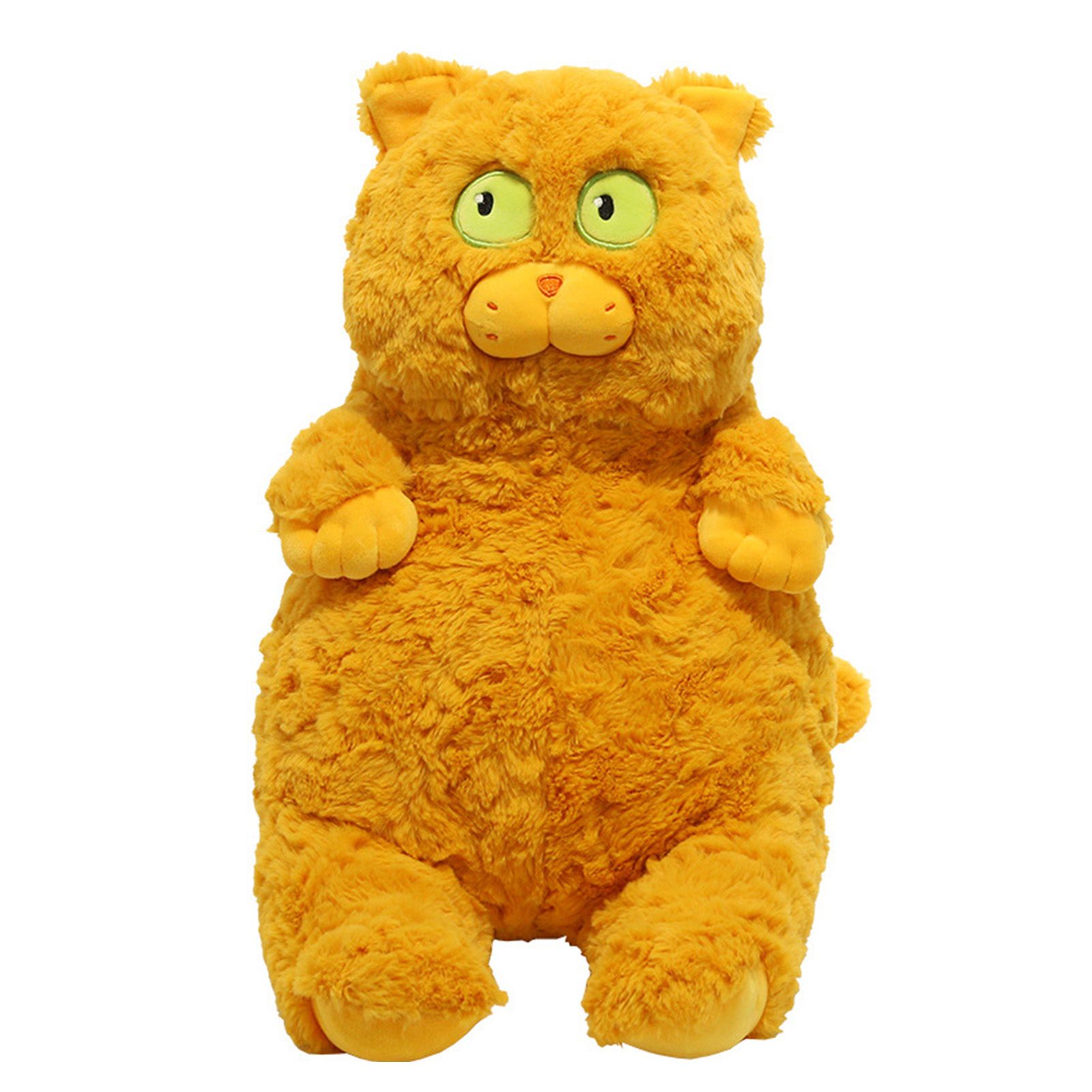 Cat Plush Toy Cute Soft Skin Friendly Fluffy Staring Short Plush Cat Hugging Sleeping Pillow for Home Brown - Image 1