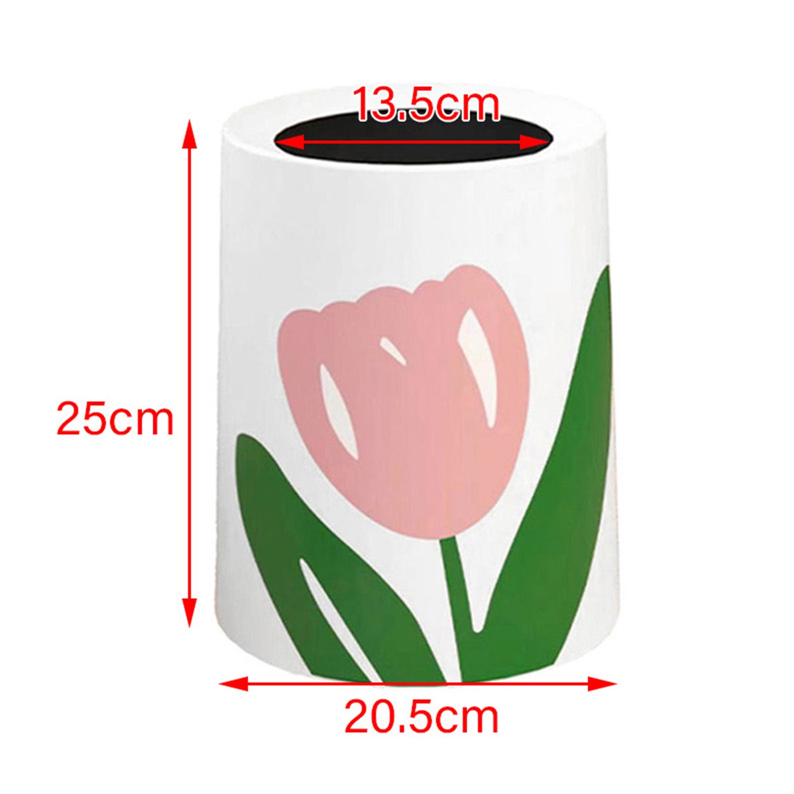 Floral Trash Can Large Mouth Cute Appearance Modern Style Garbage Waste Basket for Kitchen Bathroom Bedroom Round Small Size - Image 5