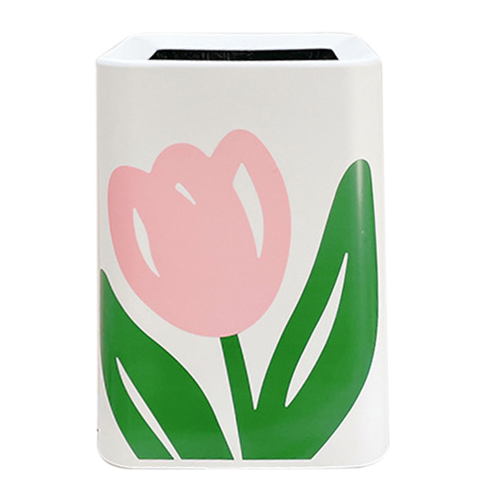 Floral Trash Can Large Mouth Cute Appearance Modern Style Garbage Waste Basket for Kitchen Bathroom Bedroom Square Small Size - Image 1