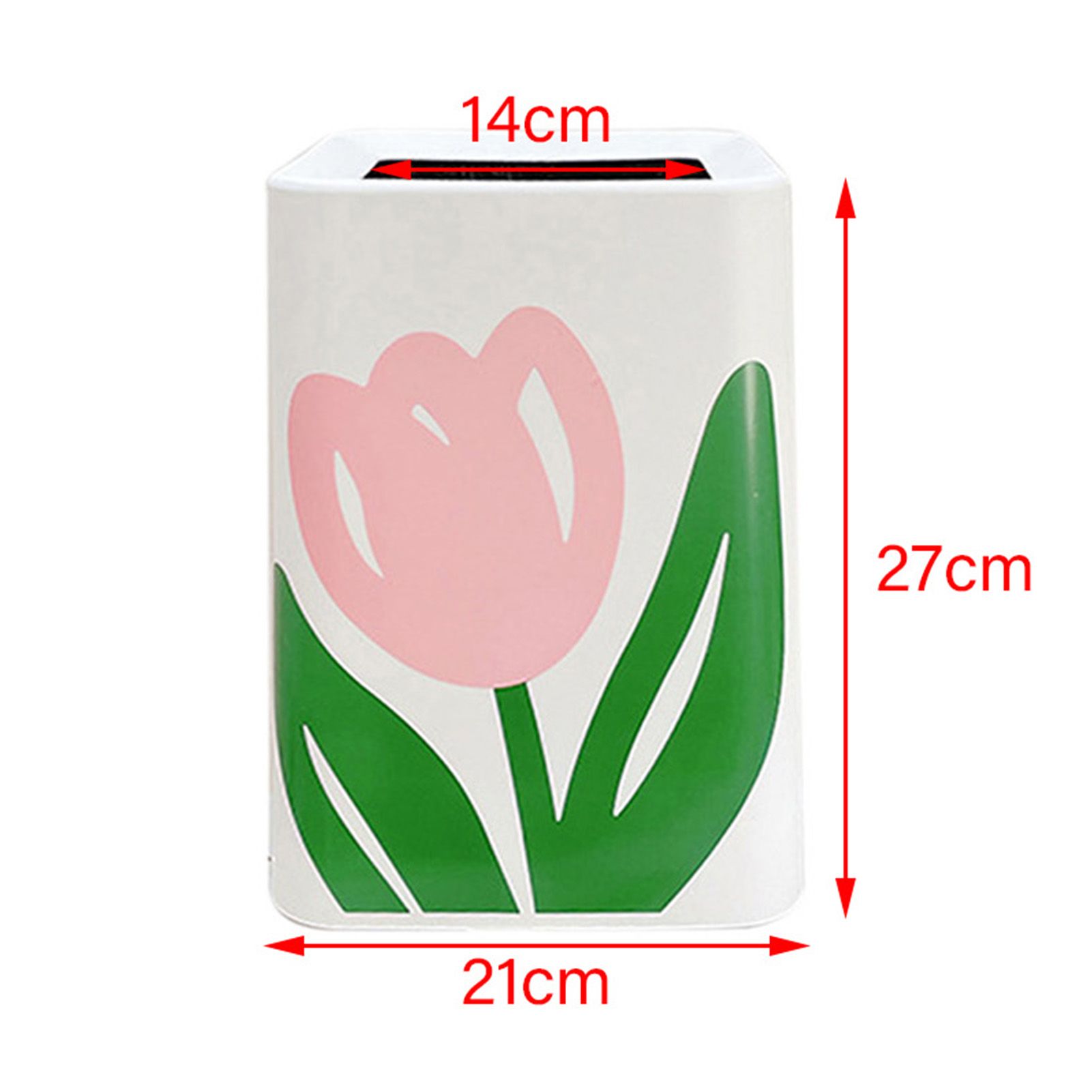 Floral Trash Can Large Mouth Cute Appearance Modern Style Garbage Waste Basket for Kitchen Bathroom Bedroom Square Small Size - Image 5