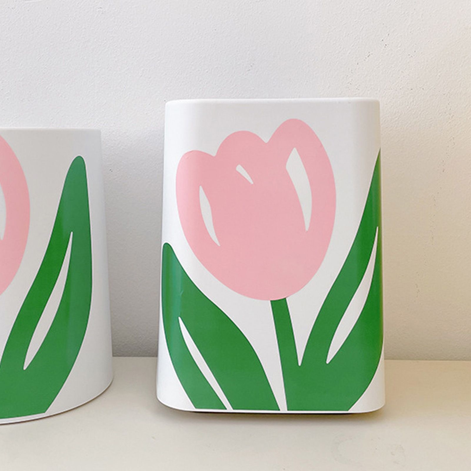 Floral Trash Can Large Mouth Cute Appearance Modern Style Garbage Waste Basket for Kitchen Bathroom Bedroom Square Small Size - Image 8