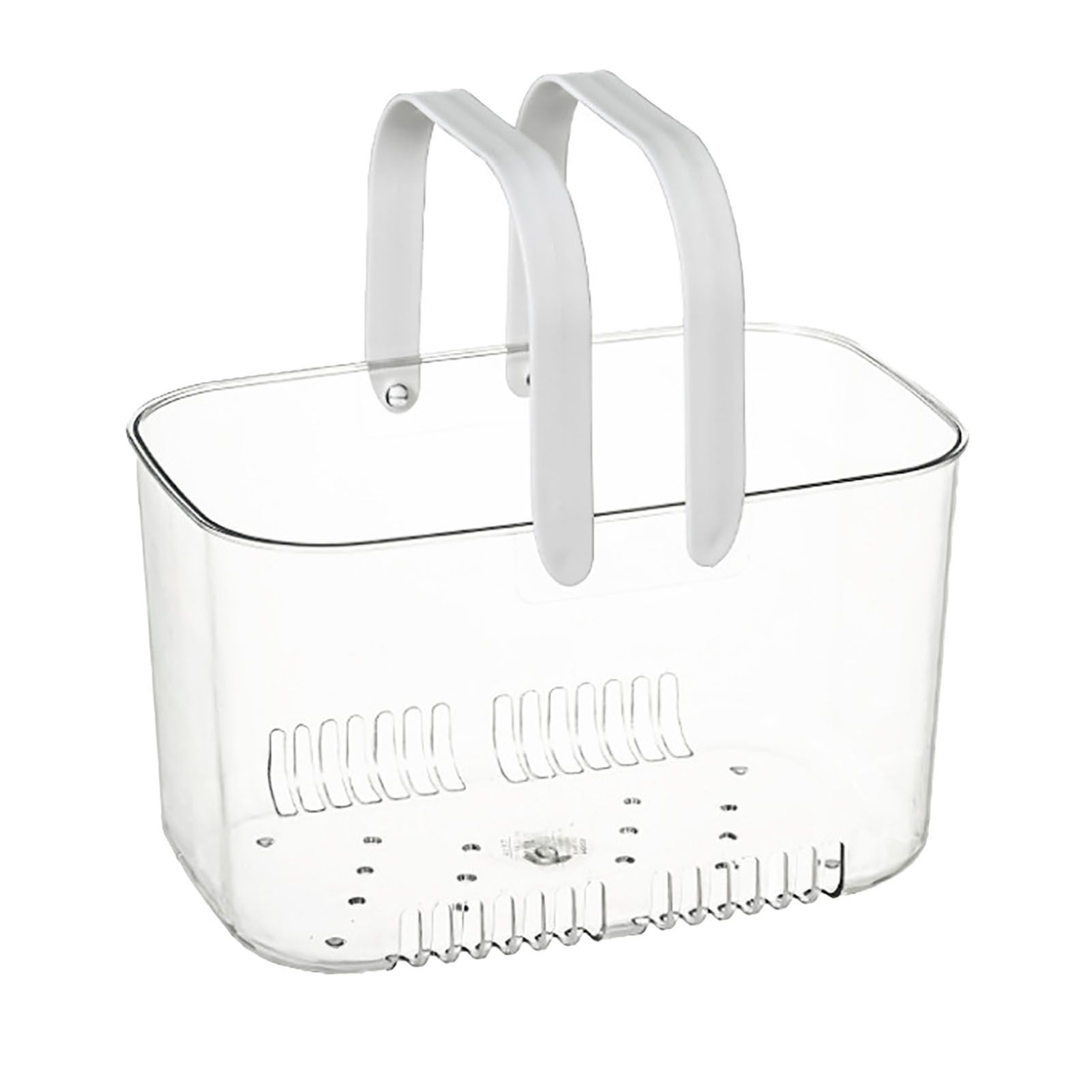 Clear Hand Basket Comfortable Handle Ventilation Holes Easy Access Versatile Fruit Storage Basket for Camping White - Image 1
