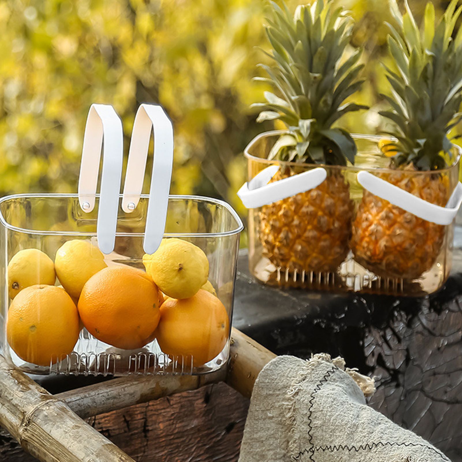 Clear Hand Basket Comfortable Handle Ventilation Holes Easy Access Versatile Fruit Storage Basket for Camping White - Image 7