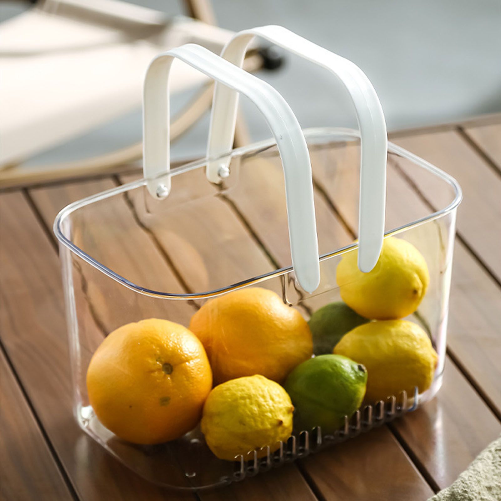 Clear Hand Basket Comfortable Handle Ventilation Holes Easy Access Versatile Fruit Storage Basket for Camping White - Image 8