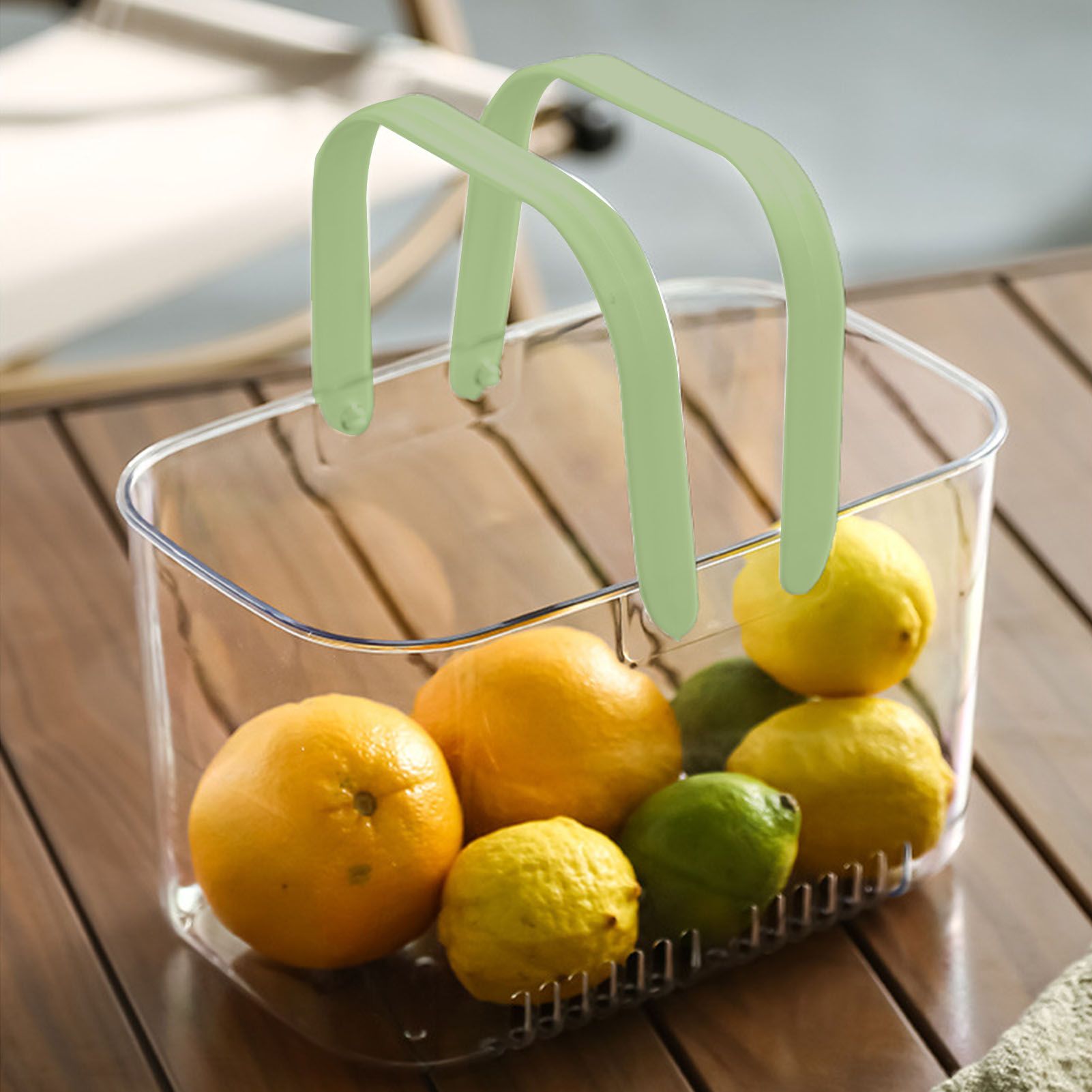 Clear Hand Basket Comfortable Handle Ventilation Holes Easy Access Versatile Fruit Storage Basket for Camping Green - Image 6