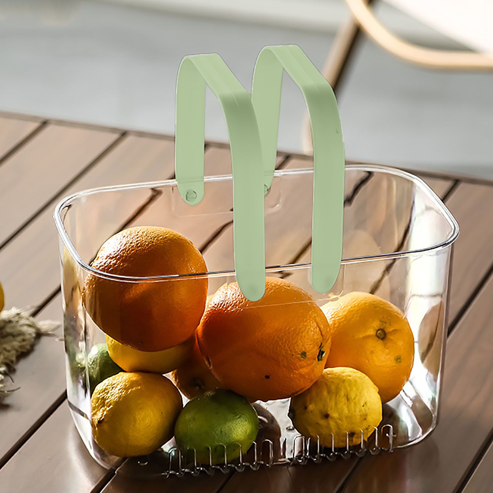 Clear Hand Basket Comfortable Handle Ventilation Holes Easy Access Versatile Fruit Storage Basket for Camping Green - Image 7