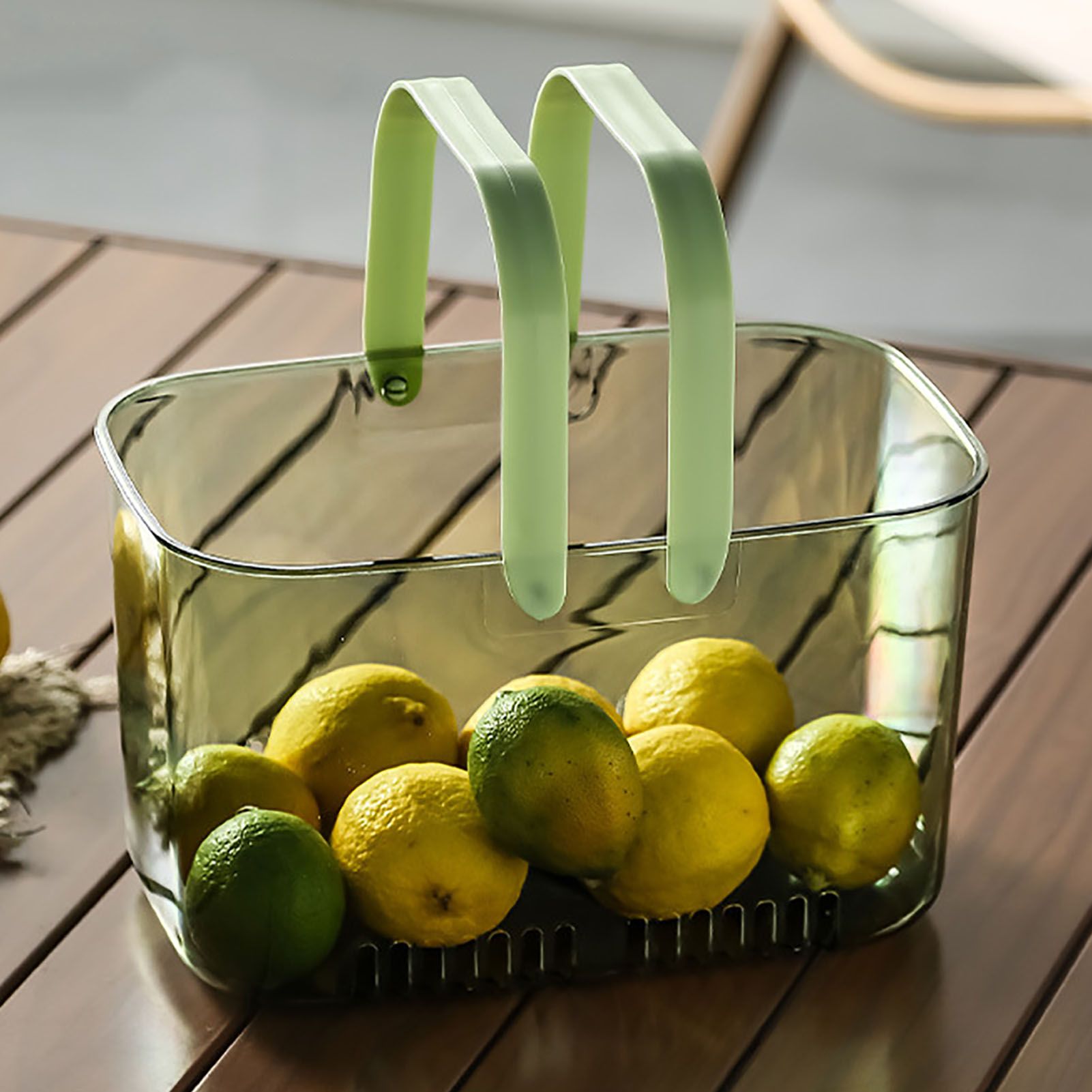 Clear Hand Basket Comfortable Handle Ventilation Holes Easy Access Versatile Fruit Storage Basket for Camping Green - Image 8