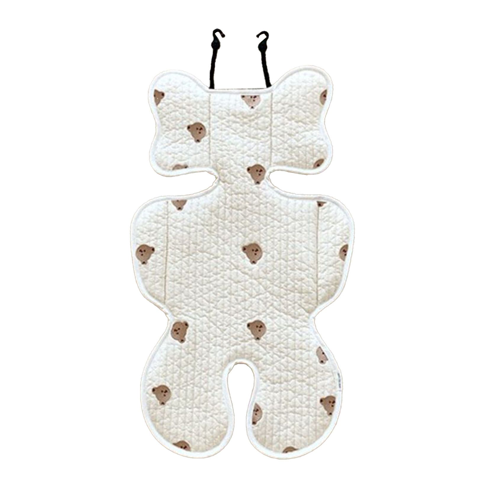 Soft Baby Stroller Seat Cushion Breathable Pure Cotton Infant Car Seat Head Neck Body Support Thin Style Bear - Image 1