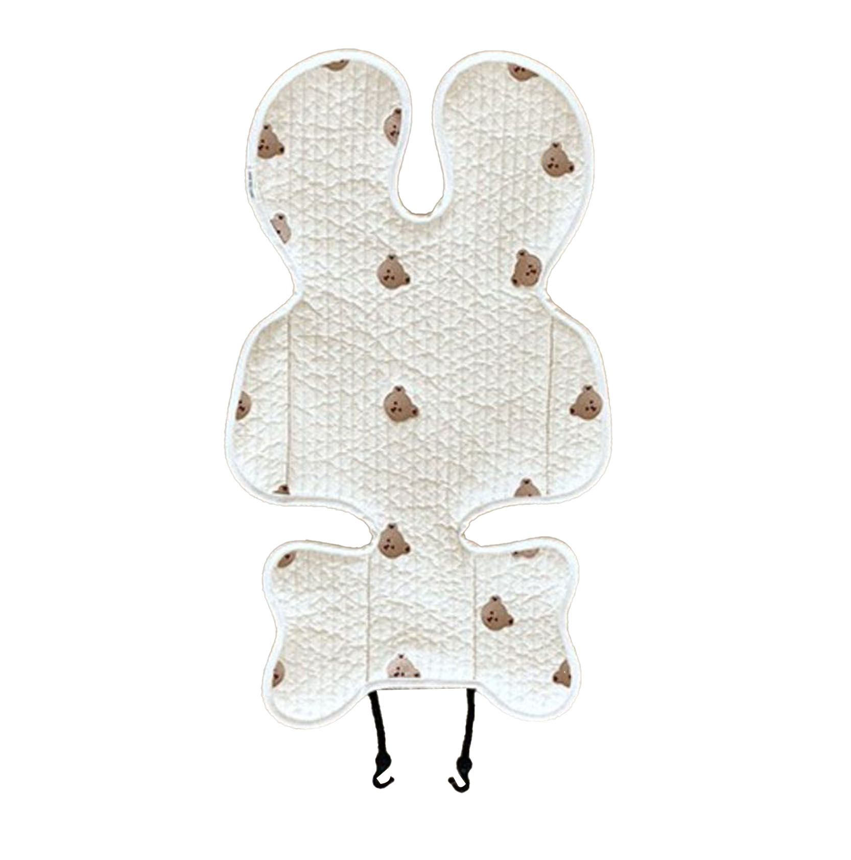 Soft Baby Stroller Seat Cushion Breathable Pure Cotton Infant Car Seat Head Neck Body Support Thin Style Bear - Image 2