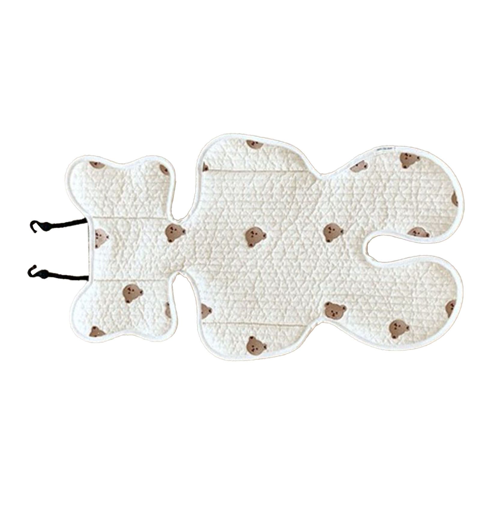 Soft Baby Stroller Seat Cushion Breathable Pure Cotton Infant Car Seat Head Neck Body Support Thin Style Bear - Image 3