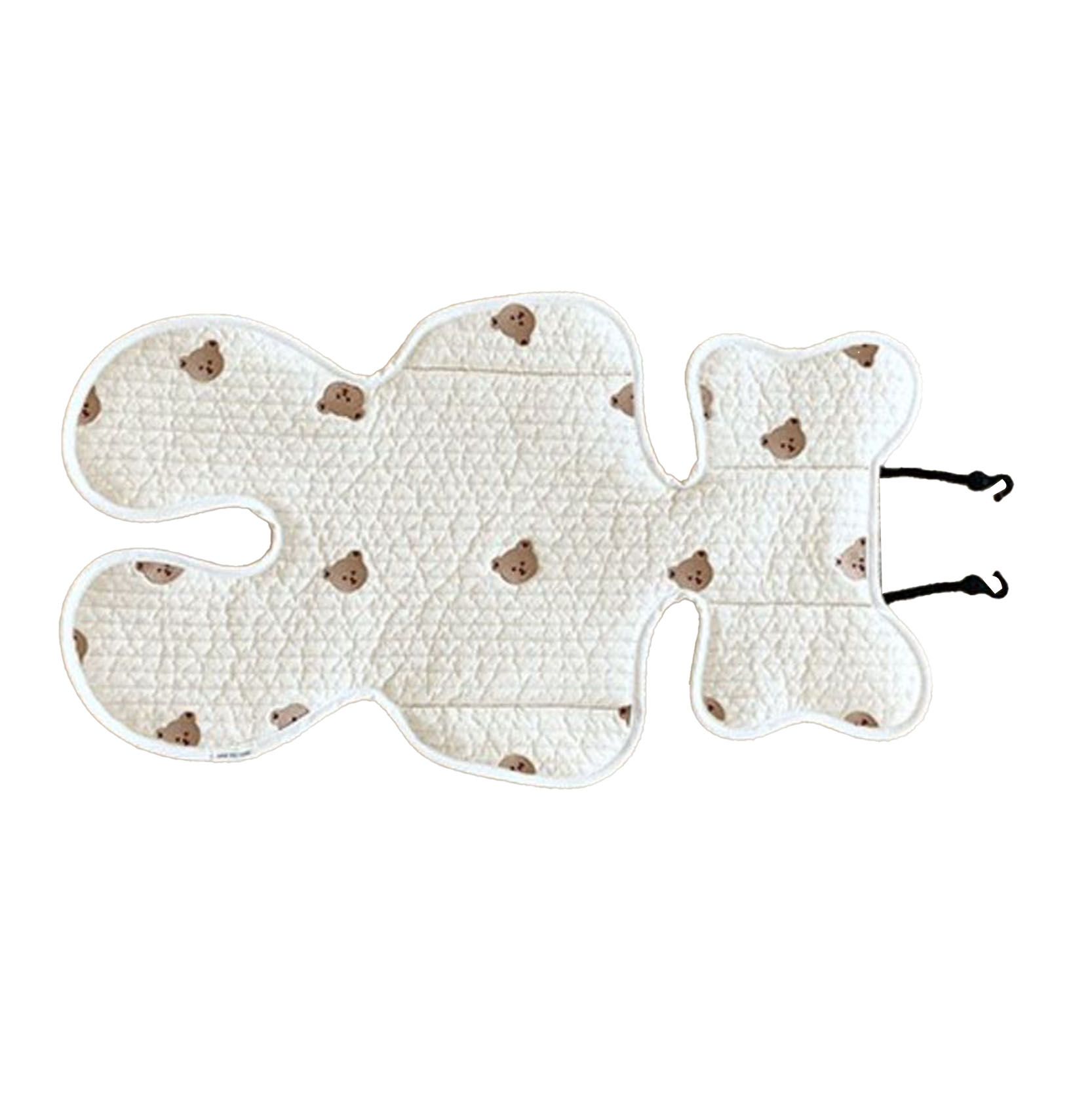 Soft Baby Stroller Seat Cushion Breathable Pure Cotton Infant Car Seat Head Neck Body Support Thin Style Bear - Image 4