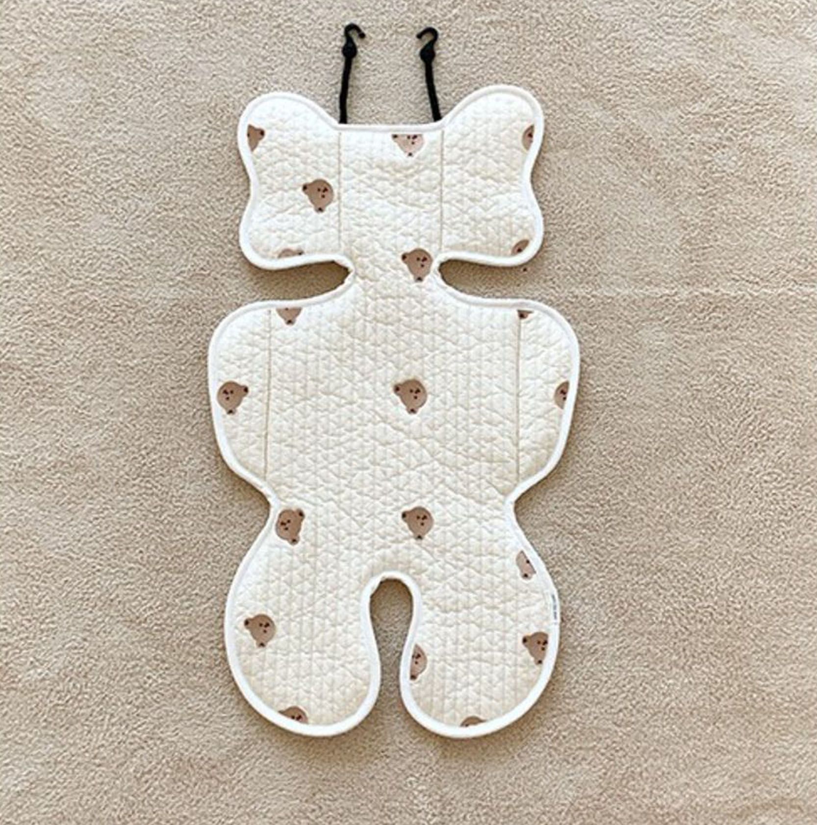 Soft Baby Stroller Seat Cushion Breathable Pure Cotton Infant Car Seat Head Neck Body Support Thin Style Bear - Image 6