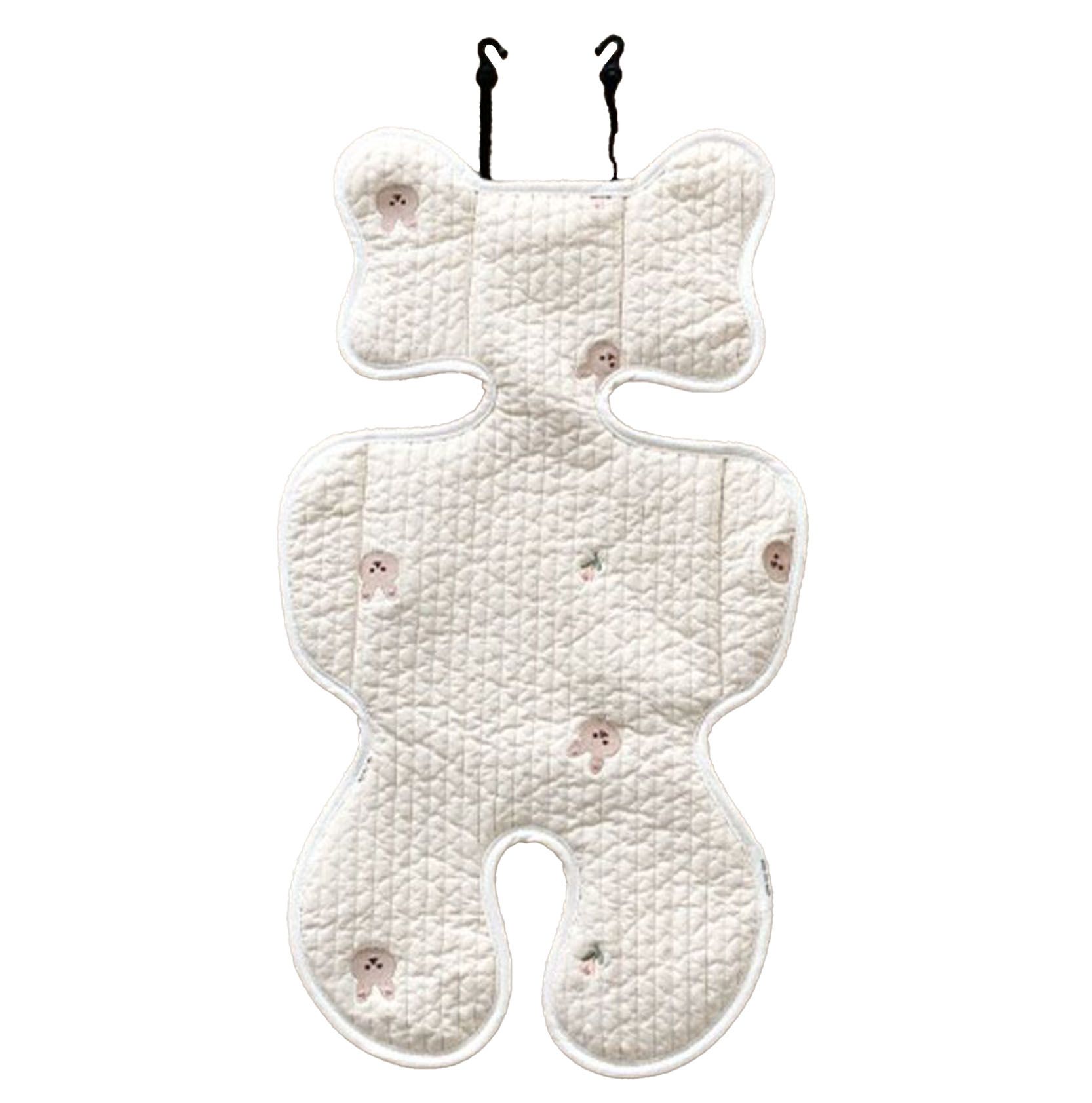 Soft Baby Stroller Seat Cushion Breathable Pure Cotton Infant Car Seat Head Neck Body Support Thin Style Rabbit - Image 1
