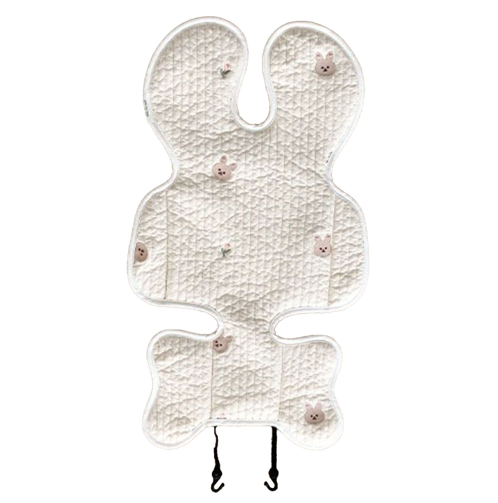 Soft Baby Stroller Seat Cushion Breathable Pure Cotton Infant Car Seat Head Neck Body Support Thin Style Rabbit - Image 2