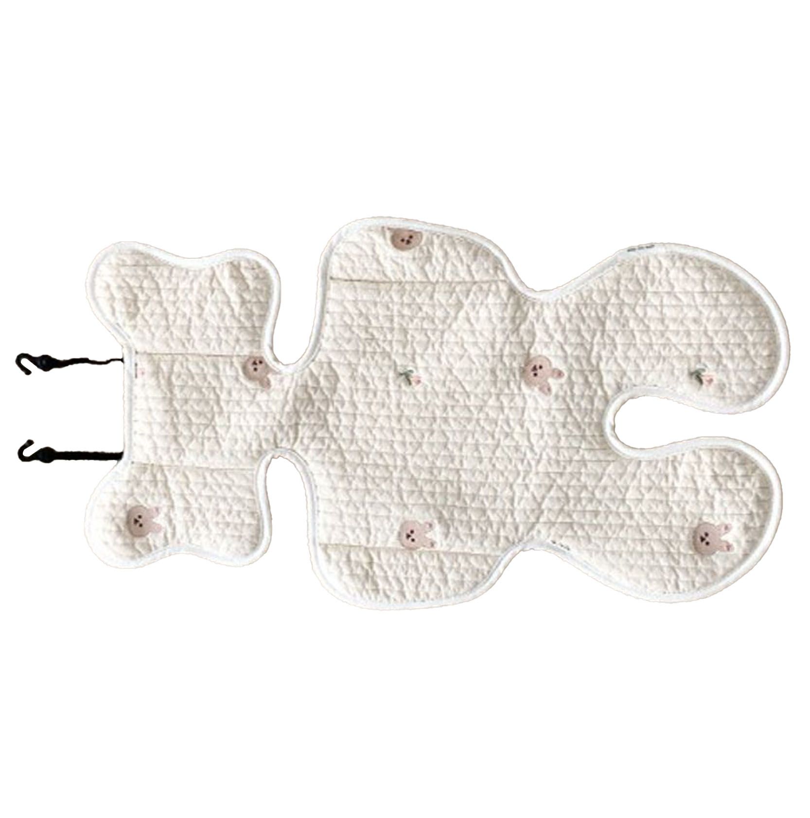 Soft Baby Stroller Seat Cushion Breathable Pure Cotton Infant Car Seat Head Neck Body Support Thin Style Rabbit - Image 3