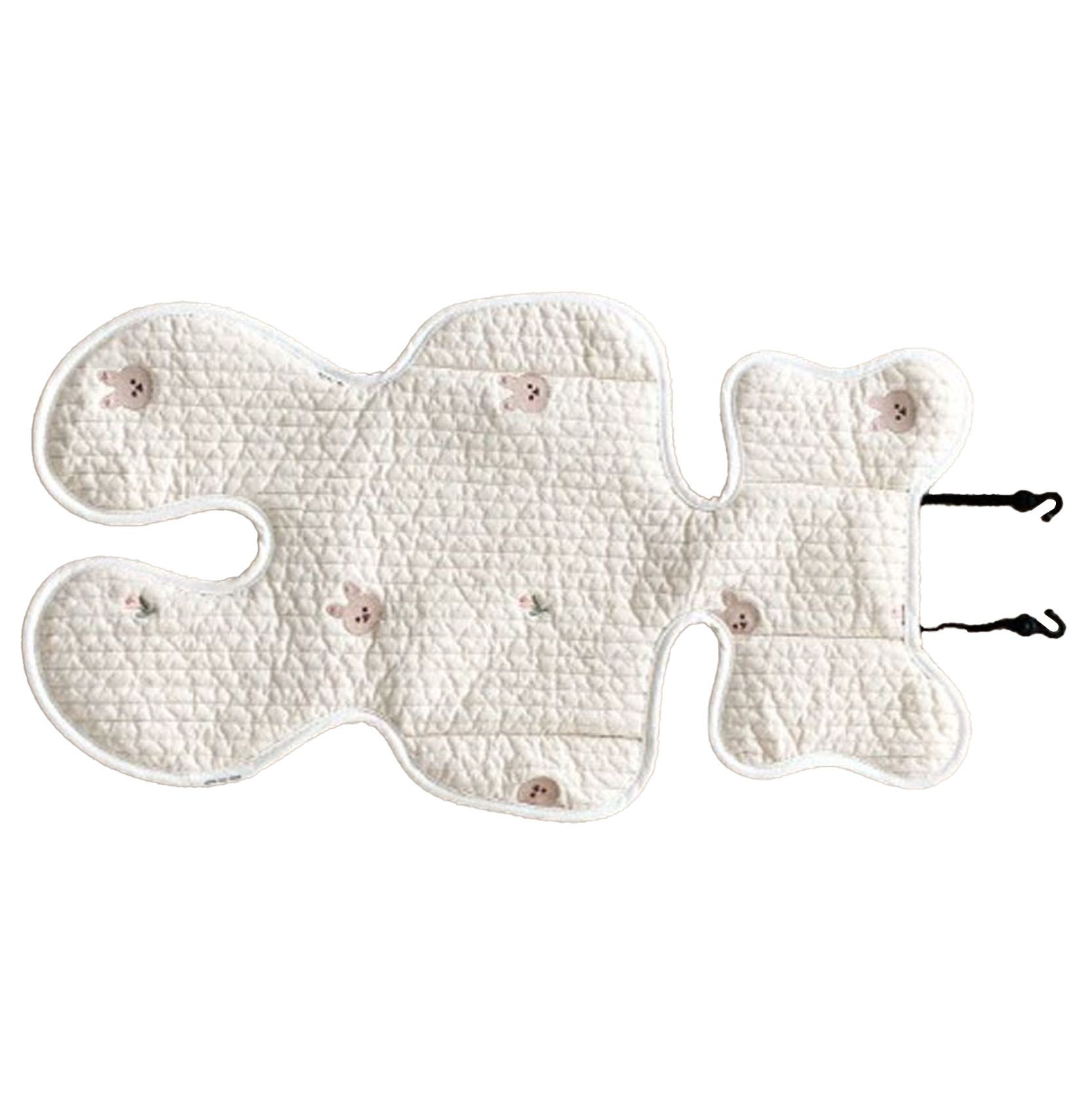 Soft Baby Stroller Seat Cushion Breathable Pure Cotton Infant Car Seat Head Neck Body Support Thin Style Rabbit - Image 4