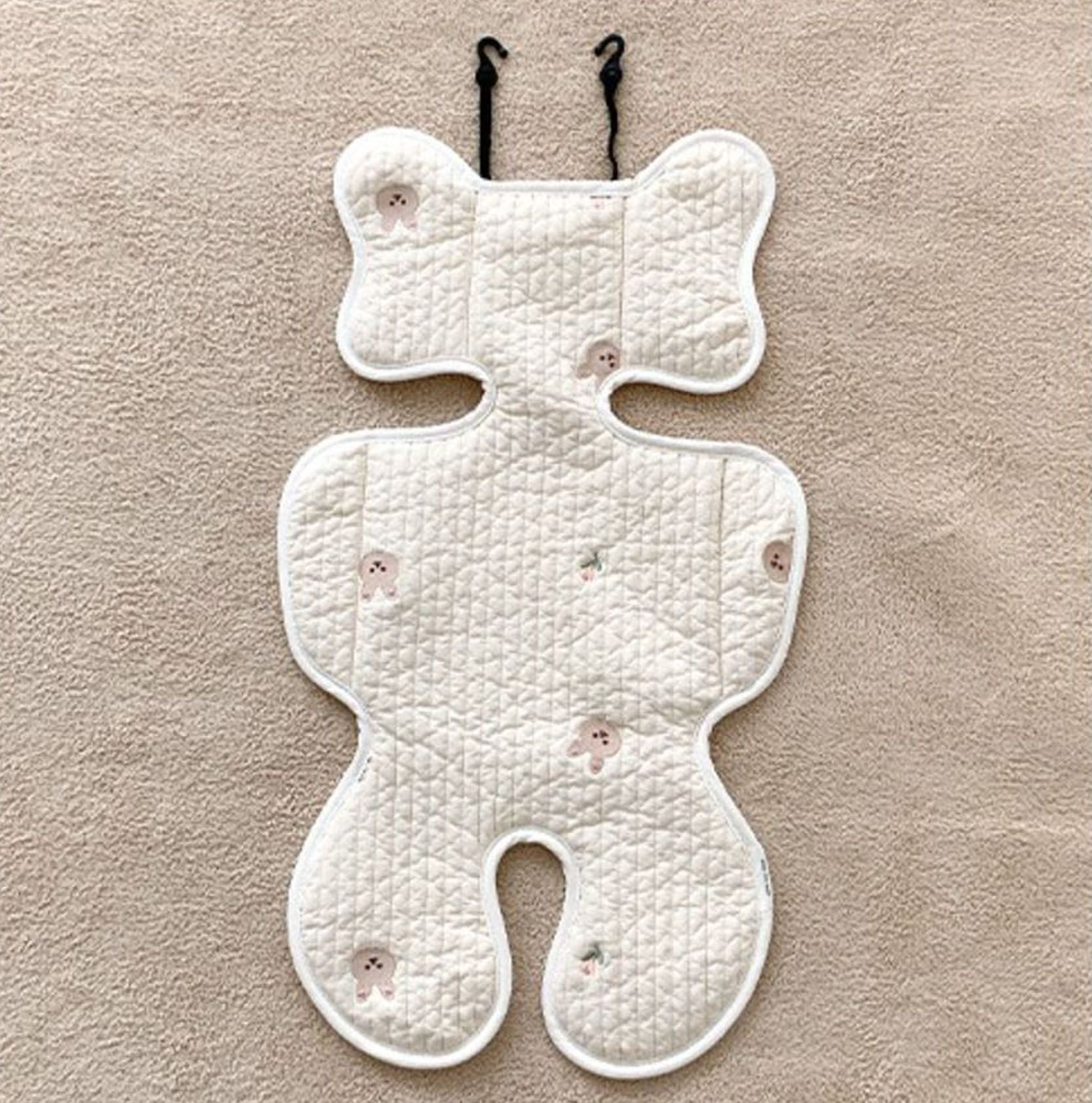 Soft Baby Stroller Seat Cushion Breathable Pure Cotton Infant Car Seat Head Neck Body Support Thin Style Rabbit - Image 5